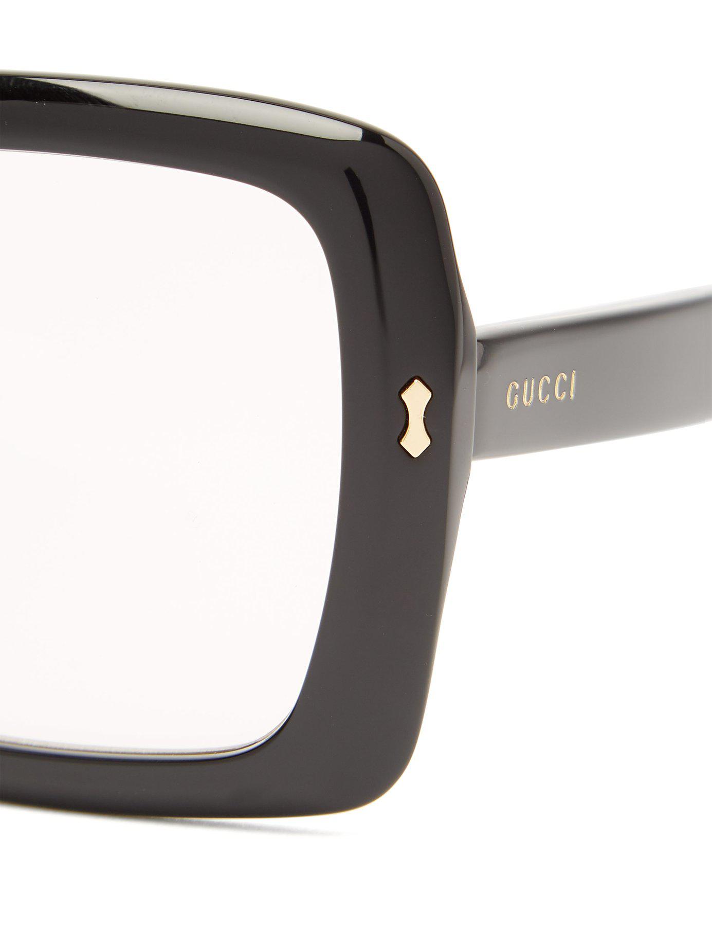 Gucci Oversized Square Frame Acetate Glasses in Black for Men | Lyst