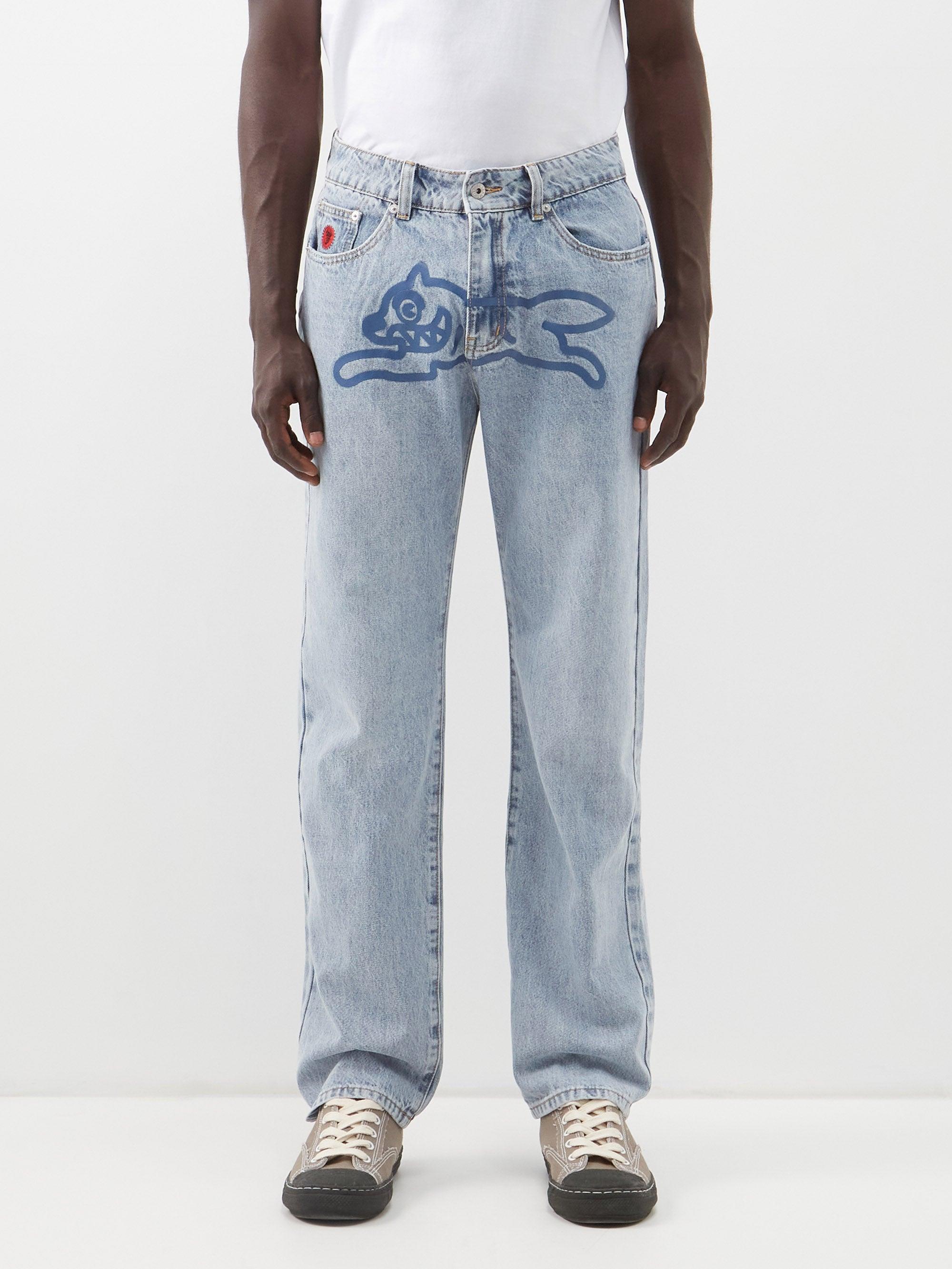 ICECREAM Running-dog Print Straight-leg Jeans in Blue for Men | Lyst
