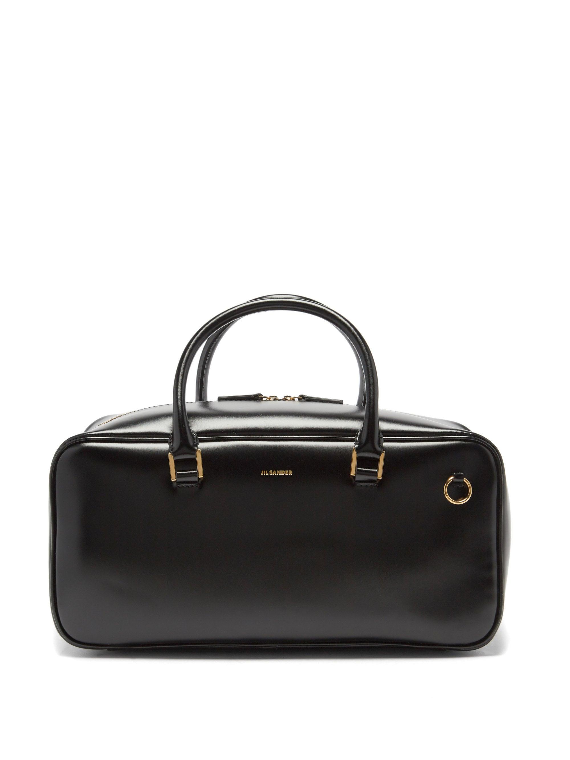 Jil Sander Leather Bowling Bag in Black | Lyst