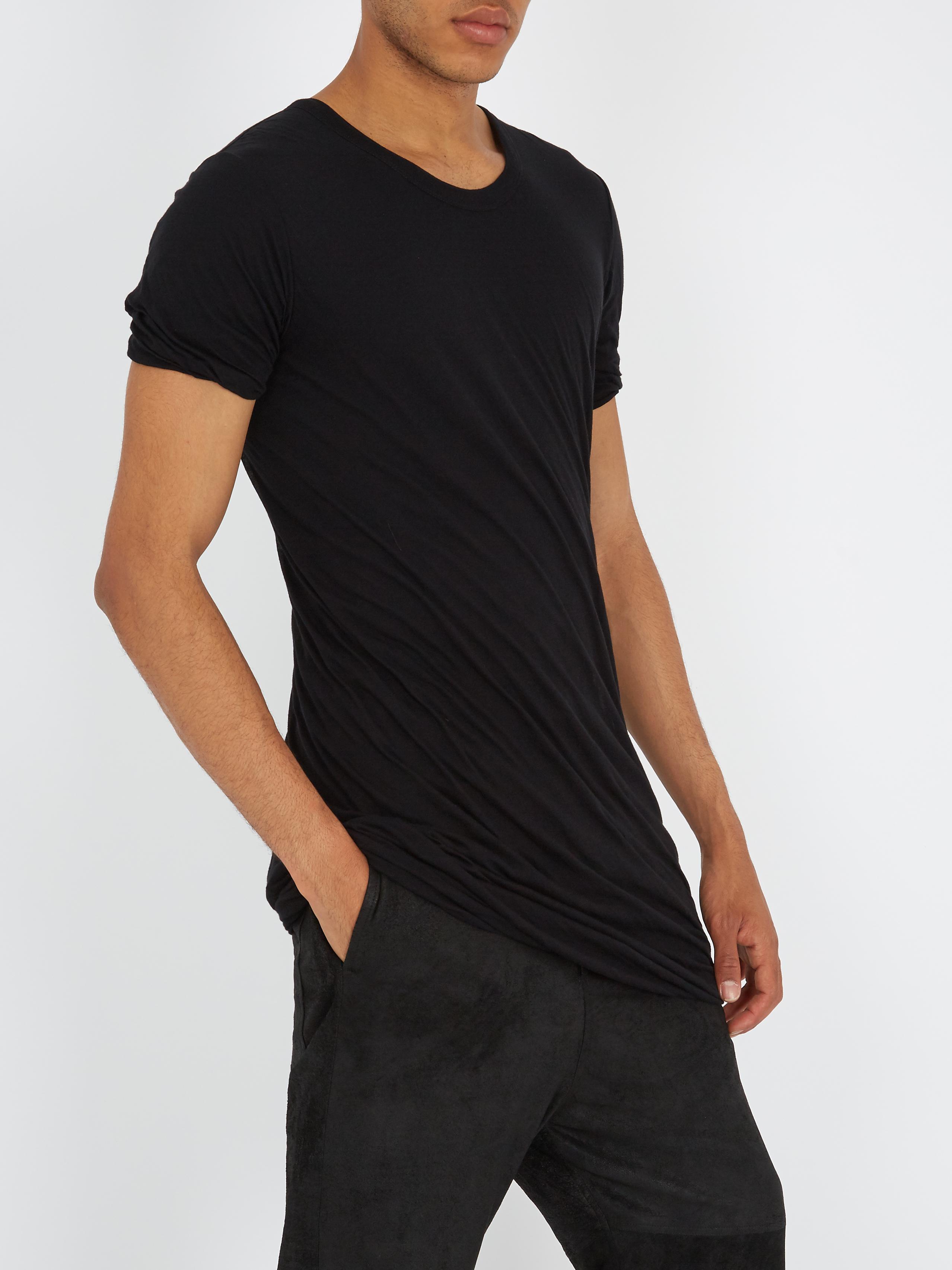 Rick Owens Double-layered Cotton T-shirt in Black for Men - Lyst
