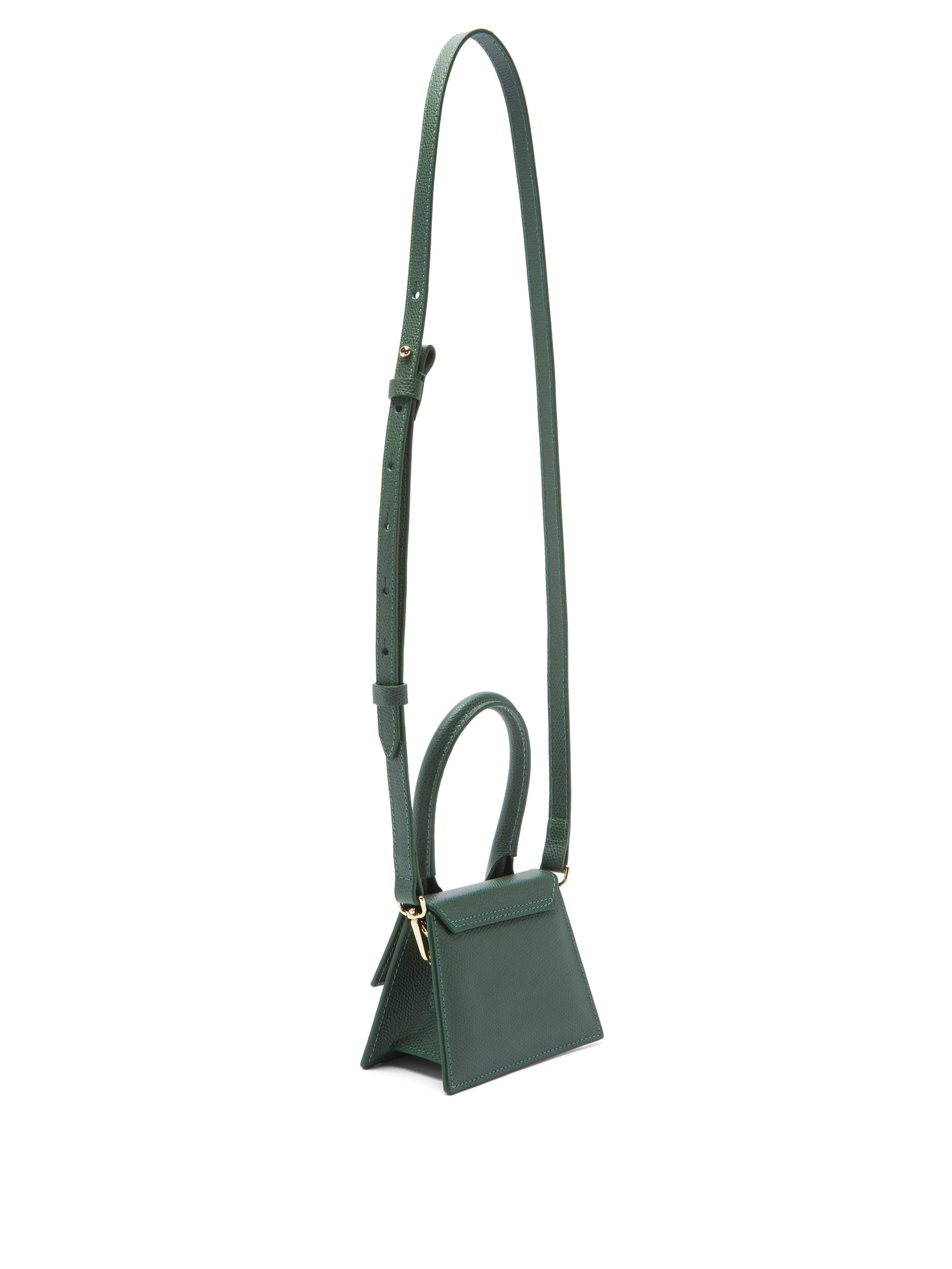 Jacquemus Le Chiquito Grained Leather Cross Body Bag in Dark Green