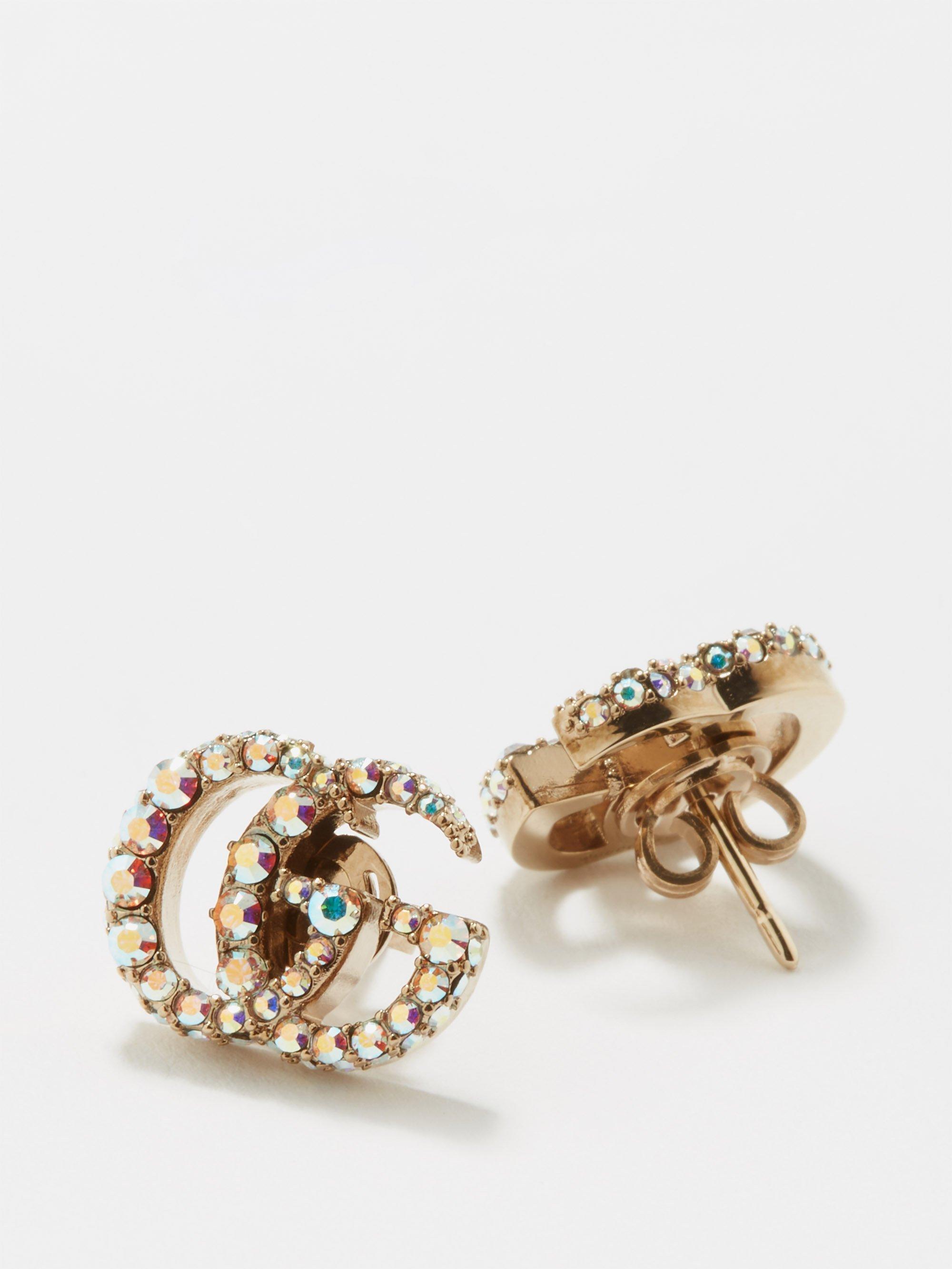 Gucci GG Crystal-embellished Earrings in Natural