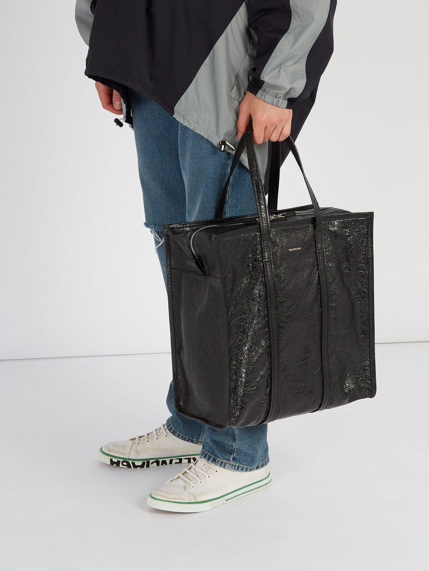 Balenciaga Bazar Shopper M Leather Bag in Black for Men | Lyst