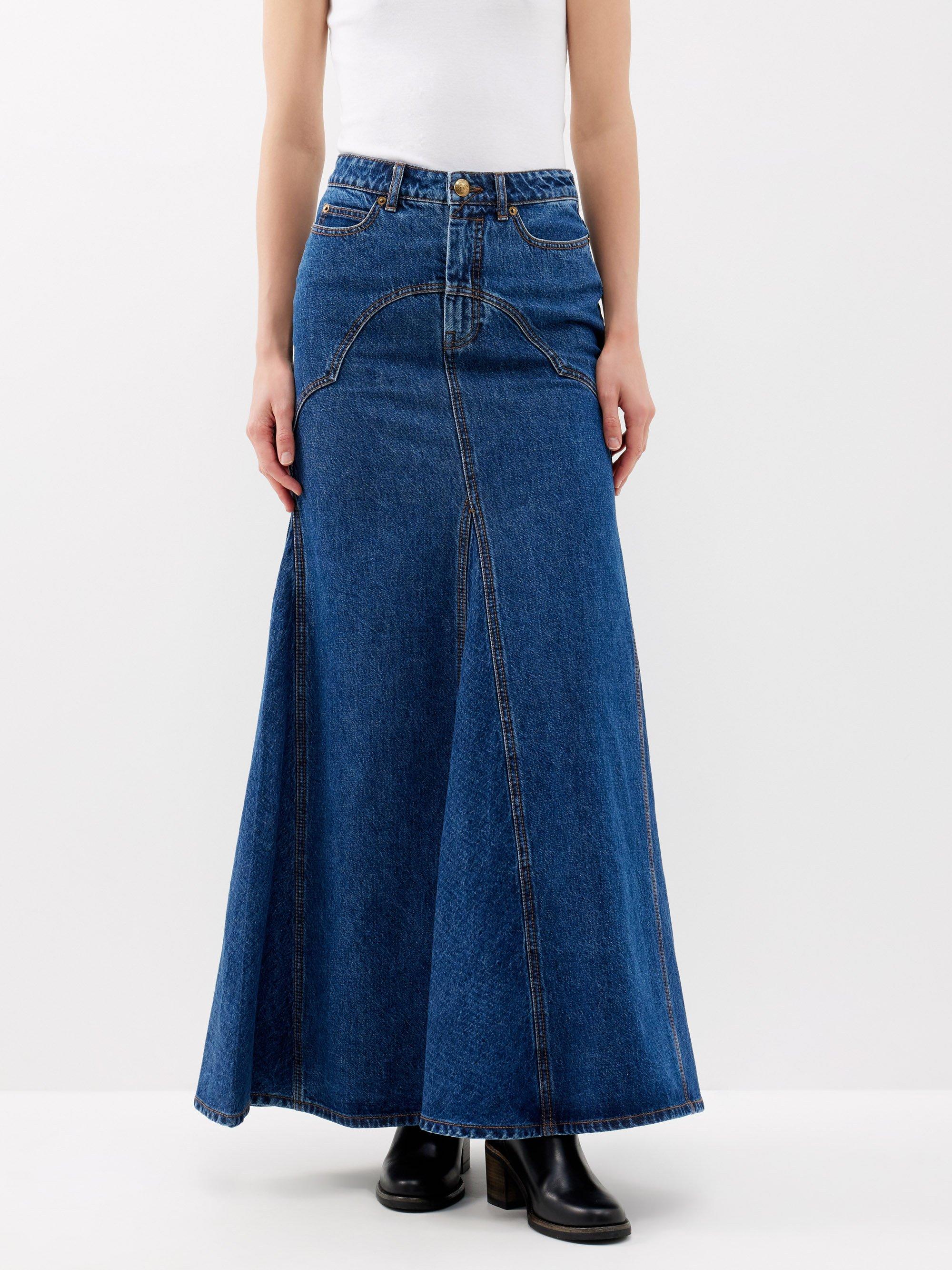 Zimmermann Luminosity Denim Maxi Skirt in Blue Lyst