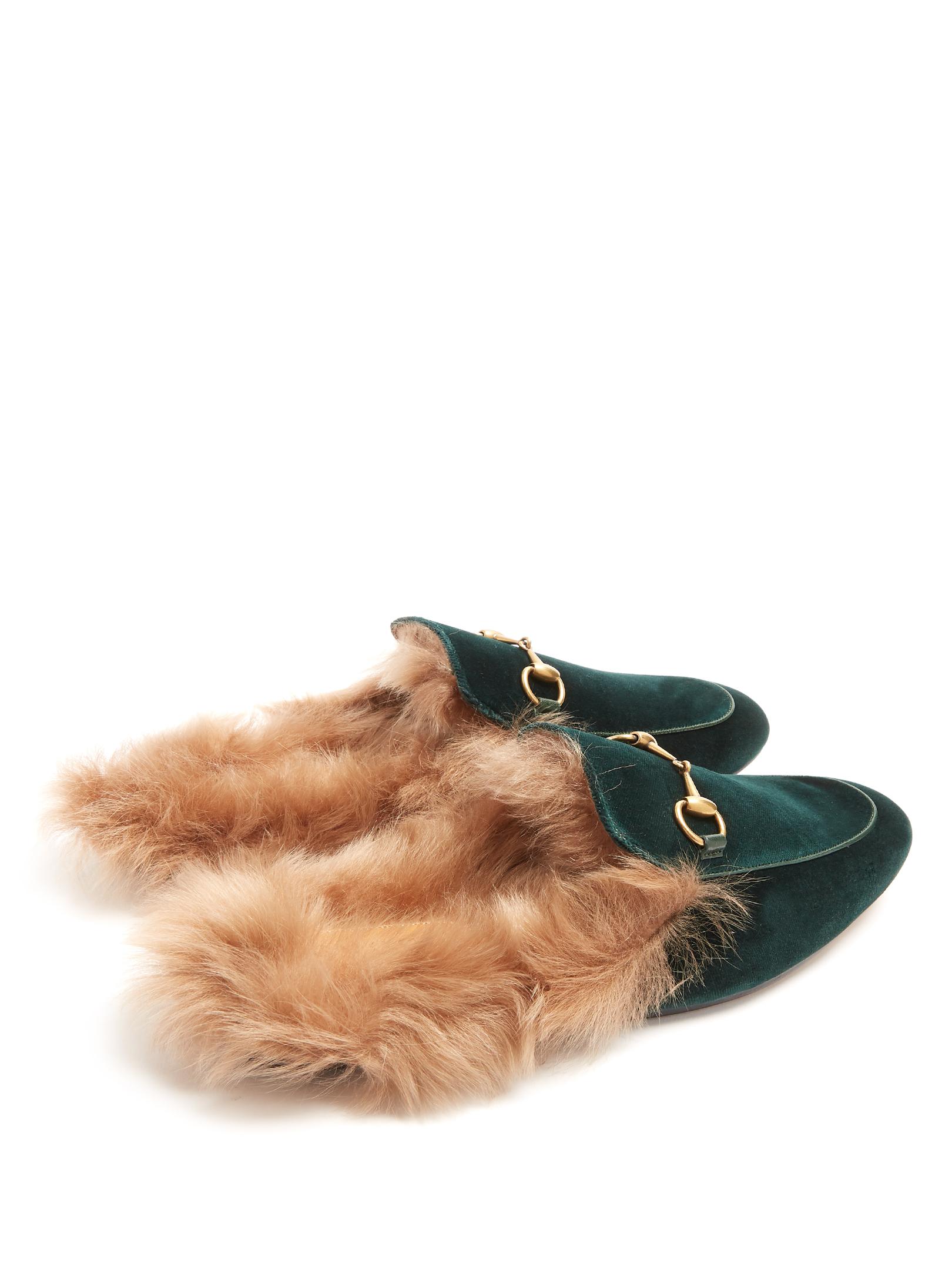 Gucci princetown green shop velvet