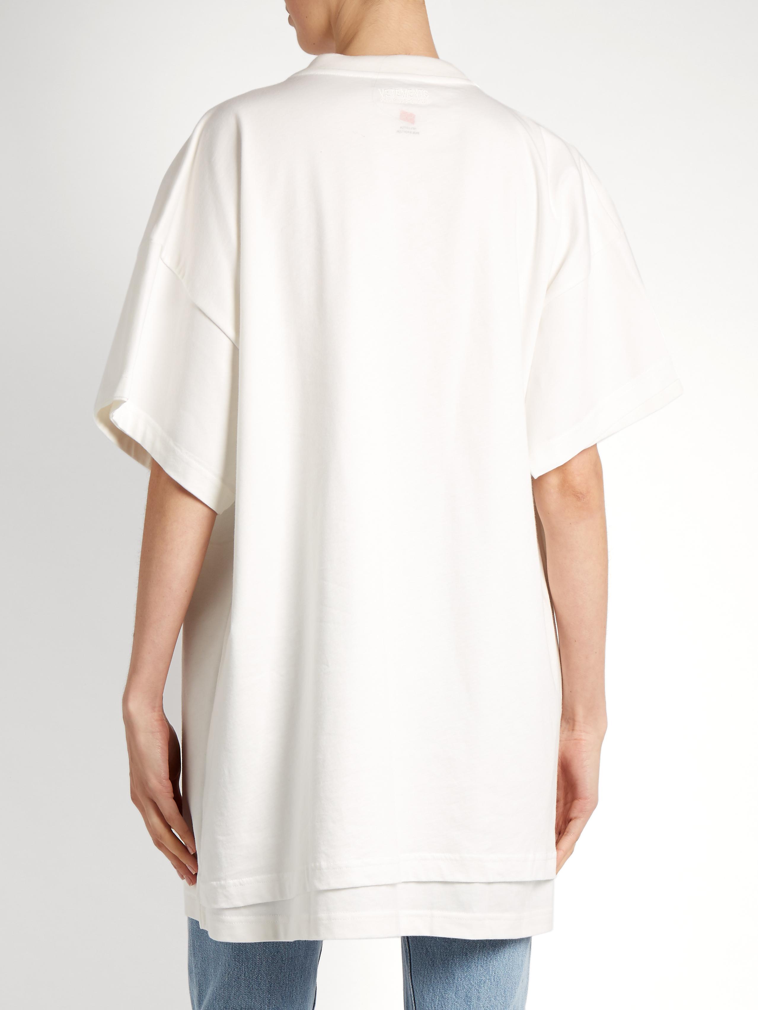 Vetements Cotton X Hanes Oversized Double-layer T-shirt in White - Lyst