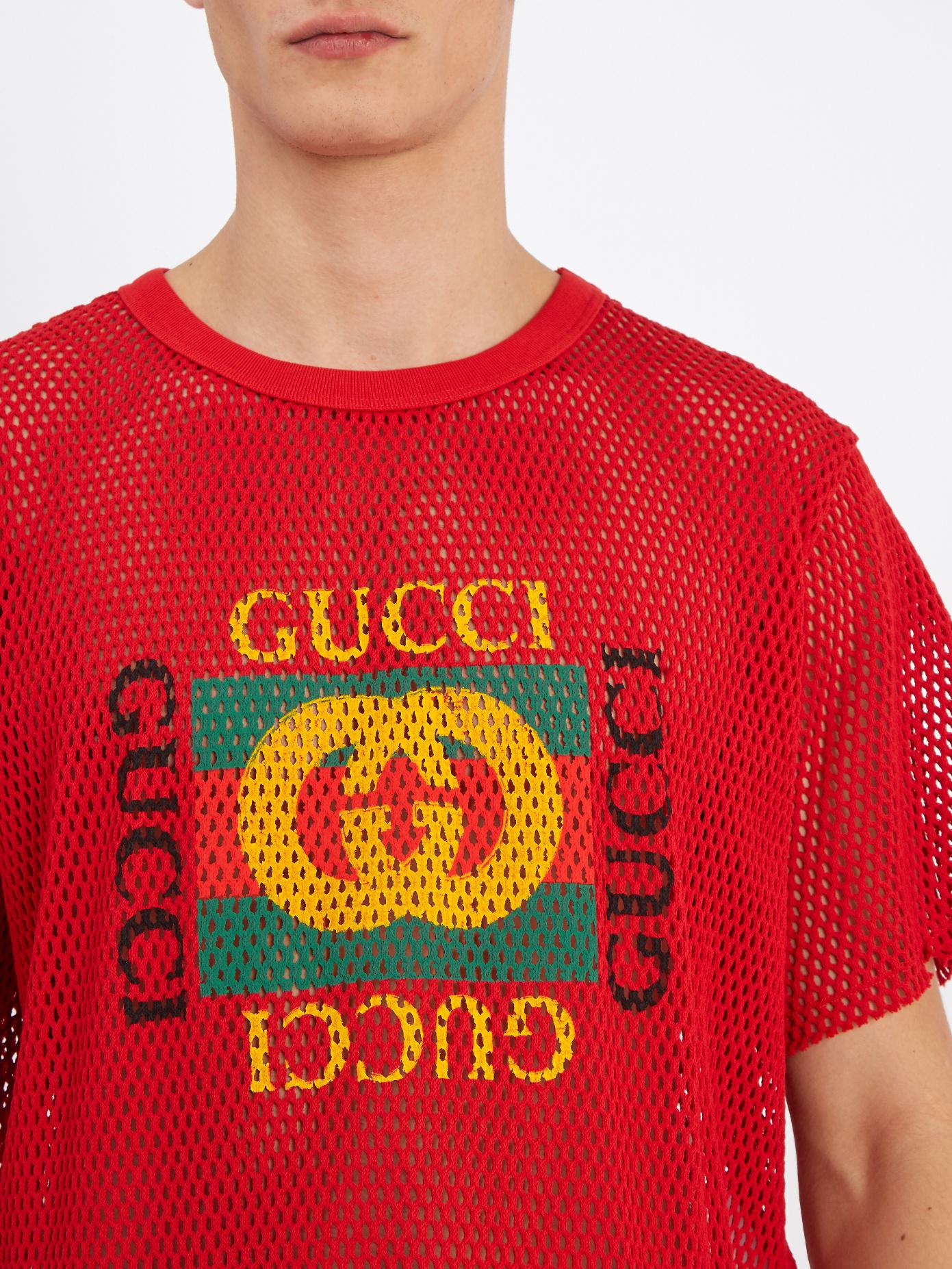 Gucci Logo-print Cotton-blend Mesh T 