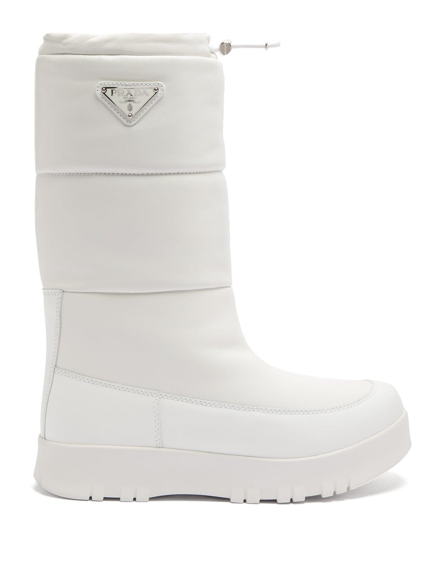 Prada Padded Moon Boots in White | Lyst