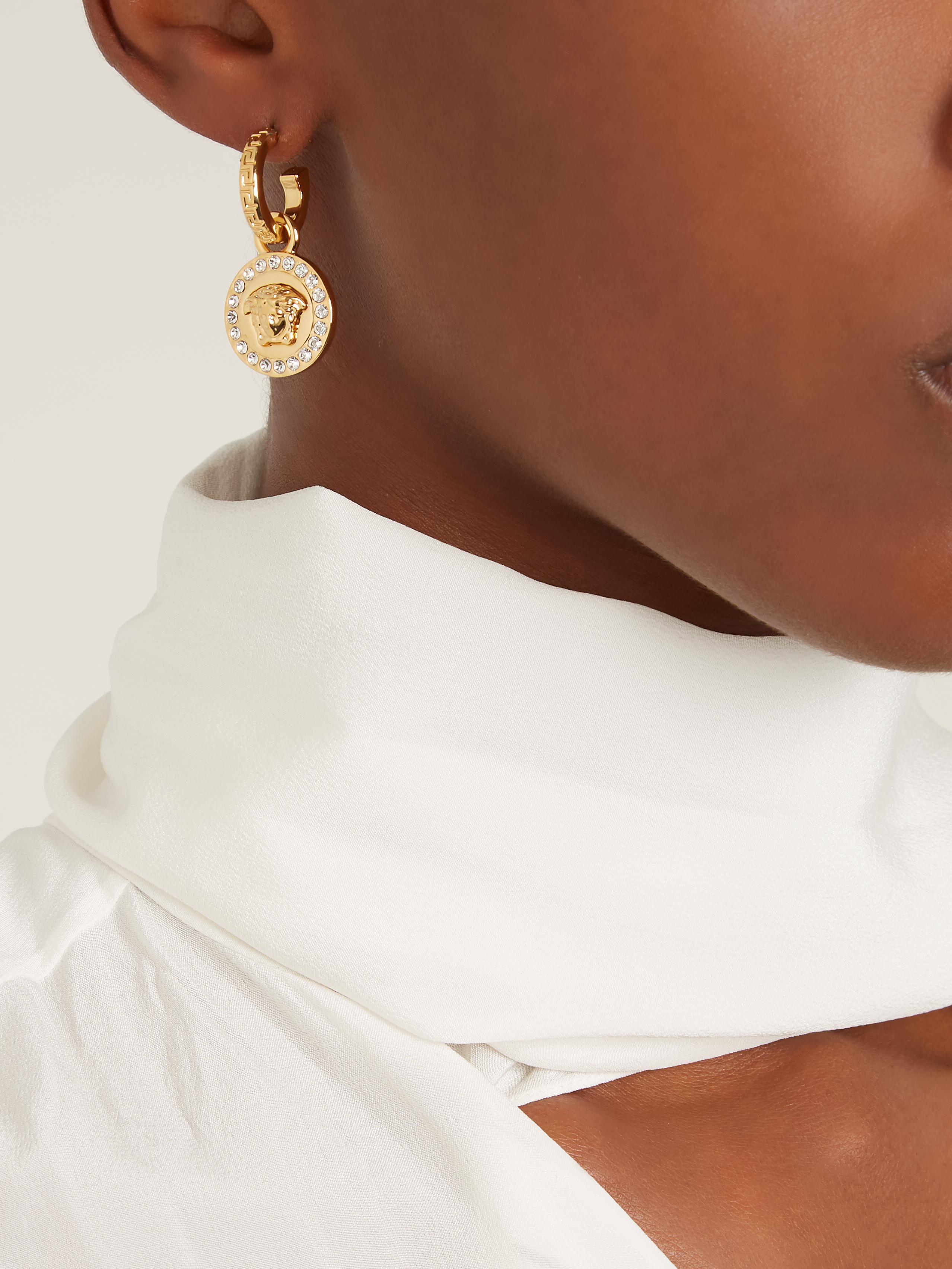 Versace Crystal-embellished Medusa Drop Earrings in Gold (Metallic) | Lyst