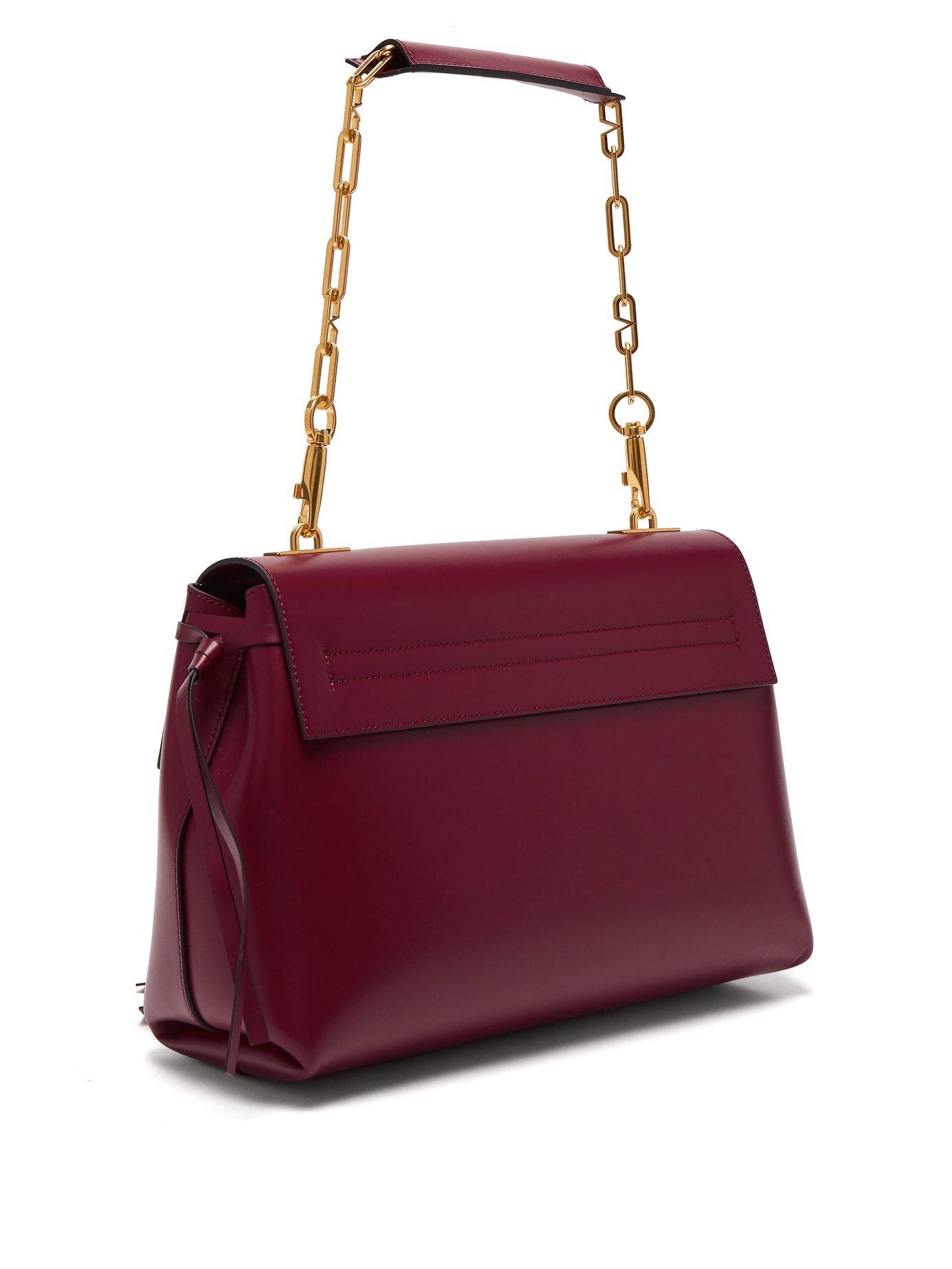 Valentino V Ring Medium Leather Shoulder Bag in Red - Lyst