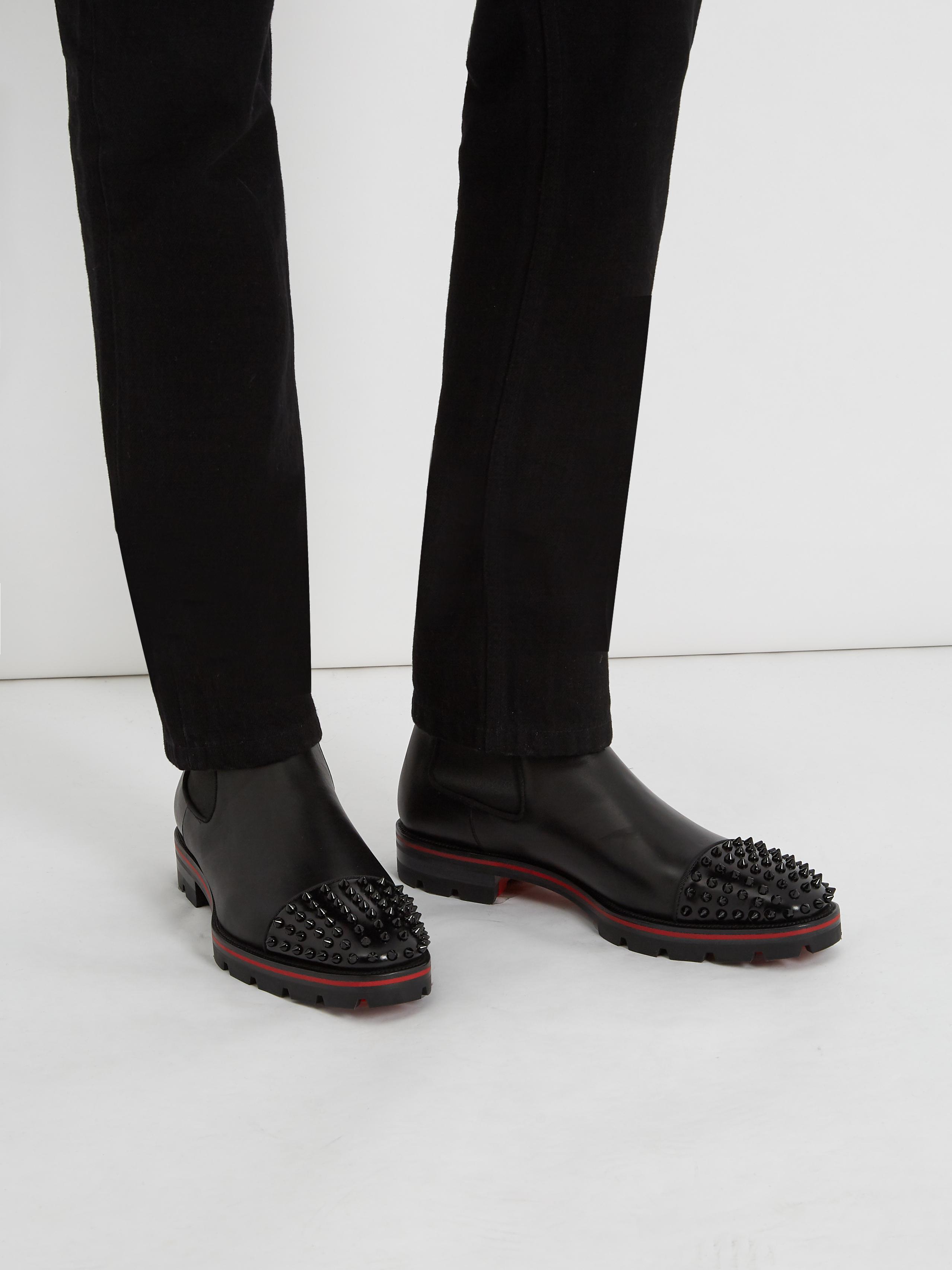 Christian Louboutin Melon Leather Chelsea Boots in Black for Men - Lyst