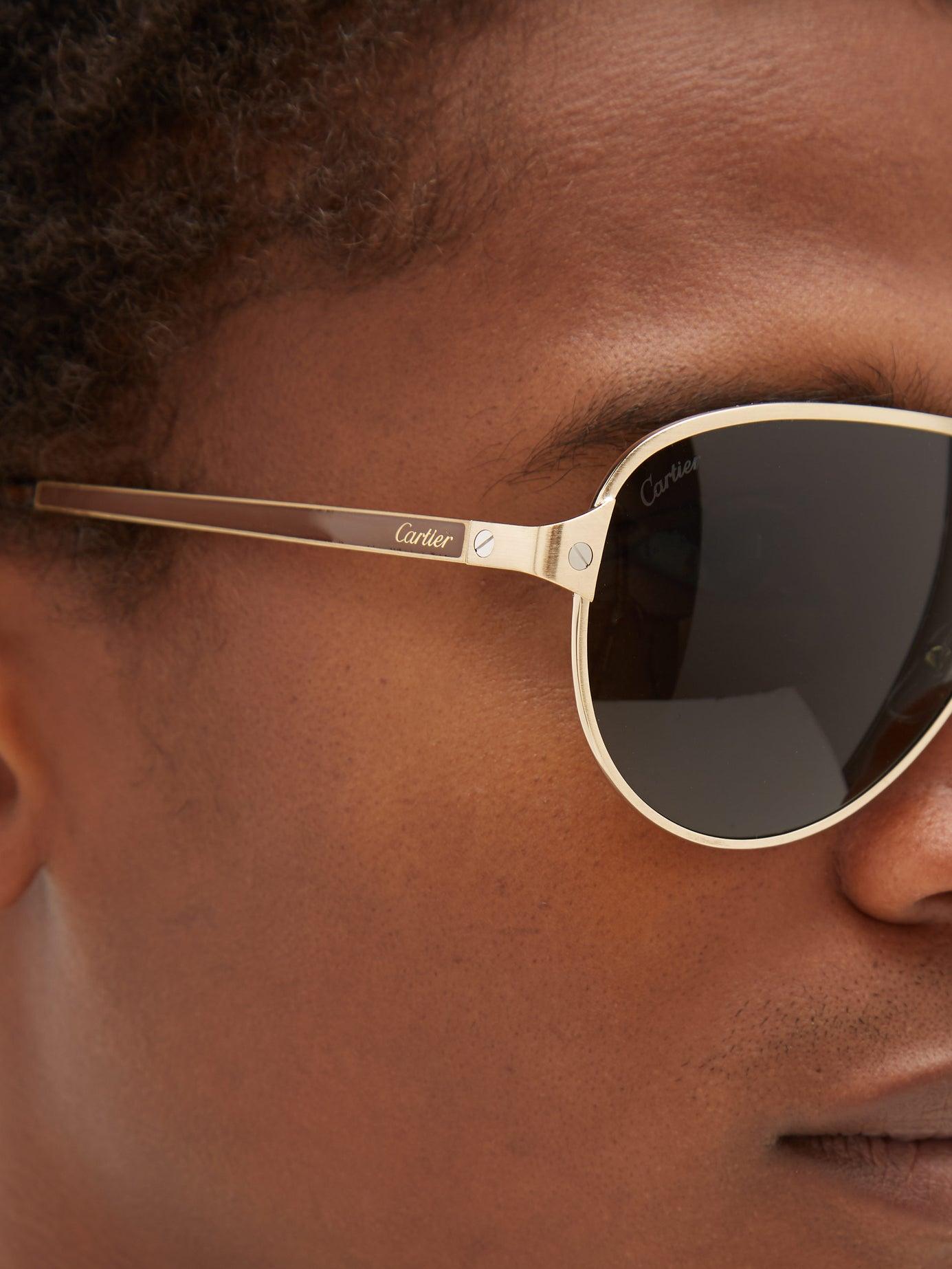 Cartier Santos De Cartier Aviator Metal Sunglasses in Gold (Metallic