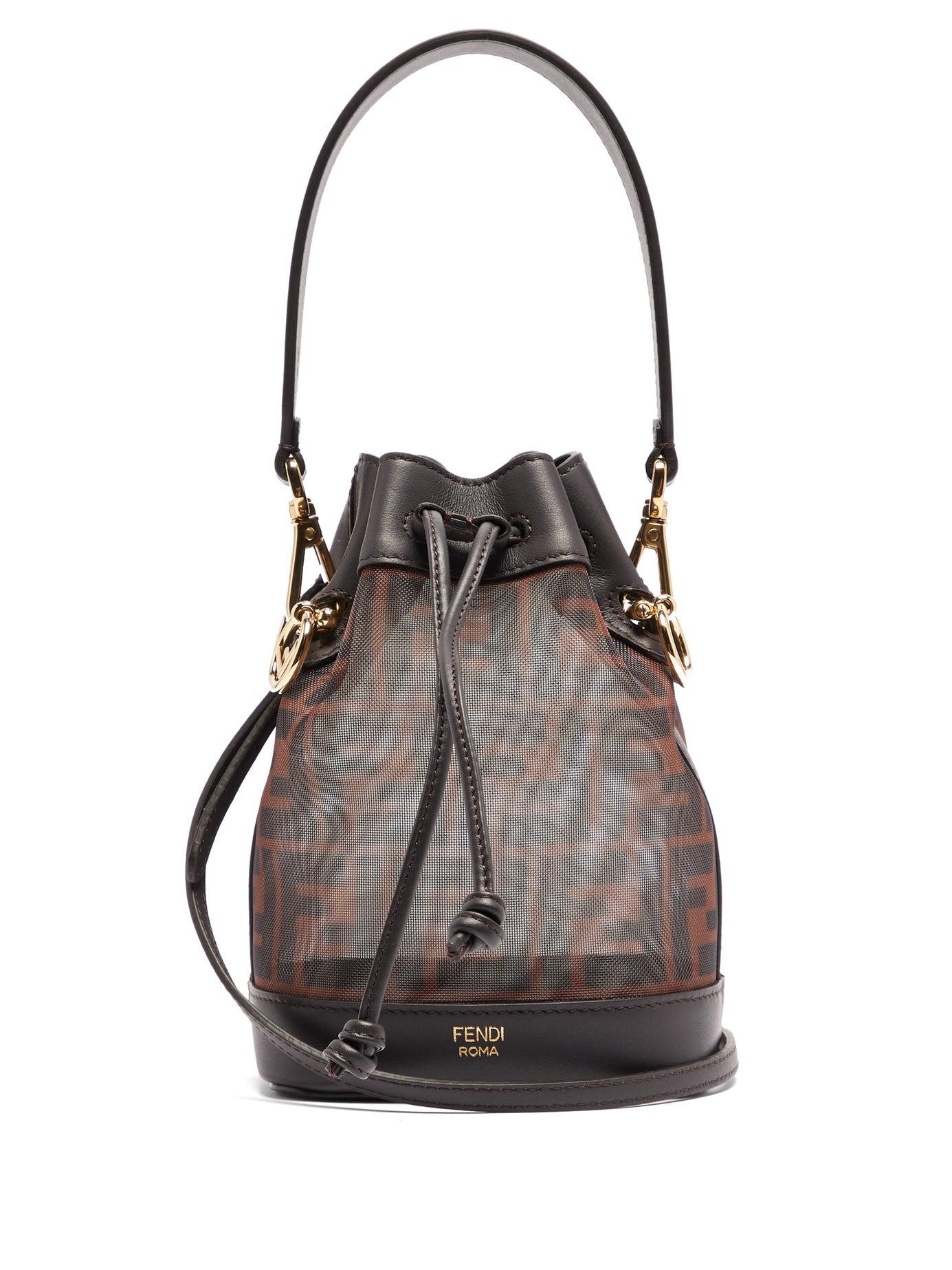 Fendi Mon Trésor Mini Mesh & Leather Cross-body Bag in Brown | Lyst