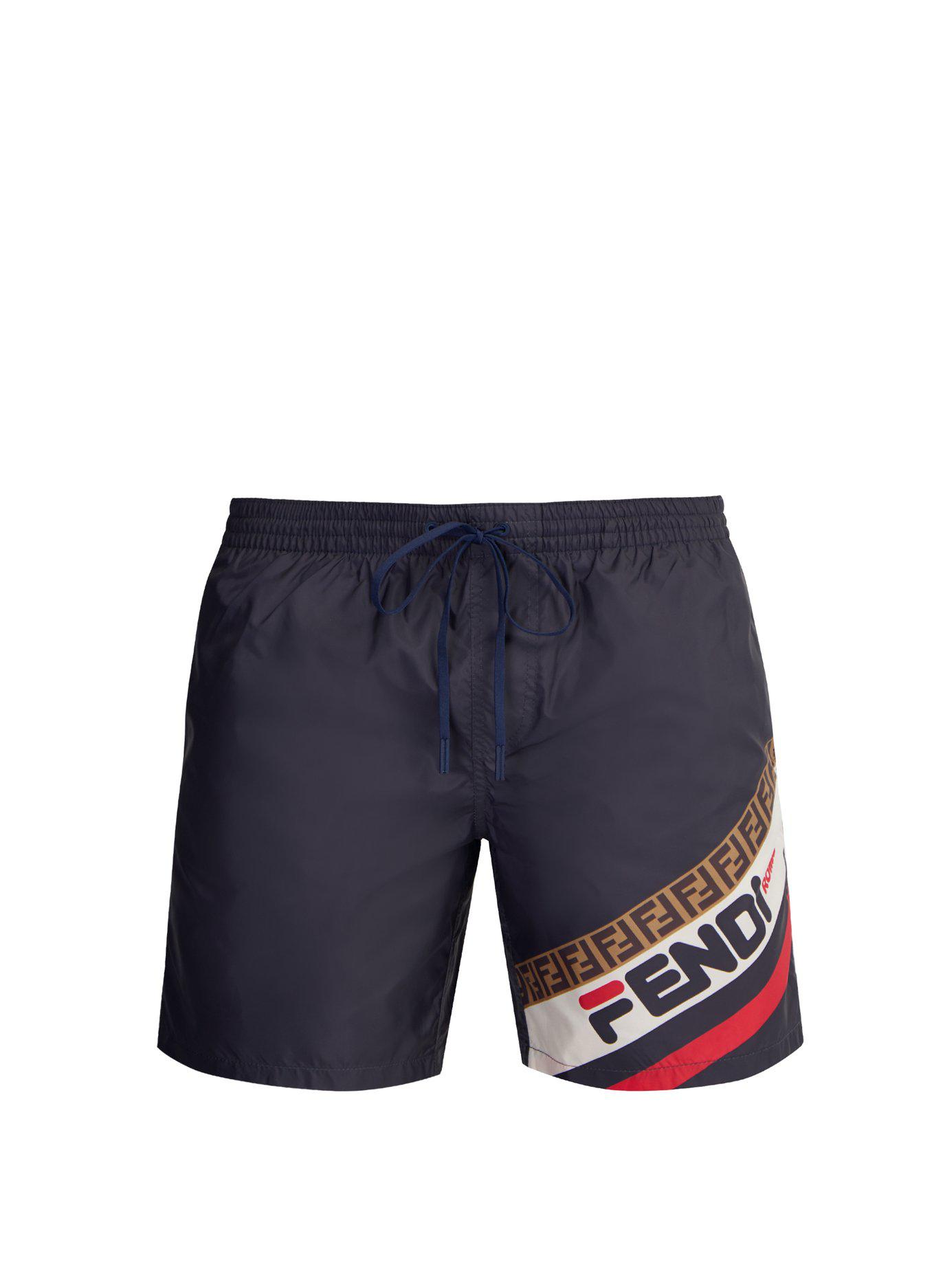 Fendi Fila Logo Swim Shorts in Dark 