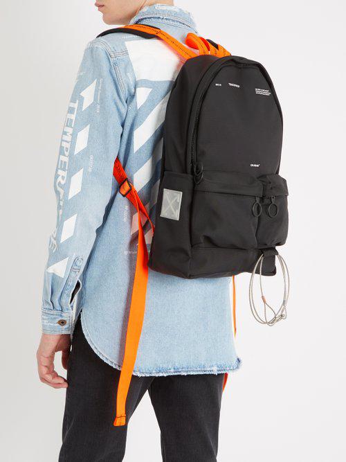 assistent Lav et navn Afslut Off-White c/o Virgil Abloh Tape Logo-embroidered Backpack in Black for Men  | Lyst