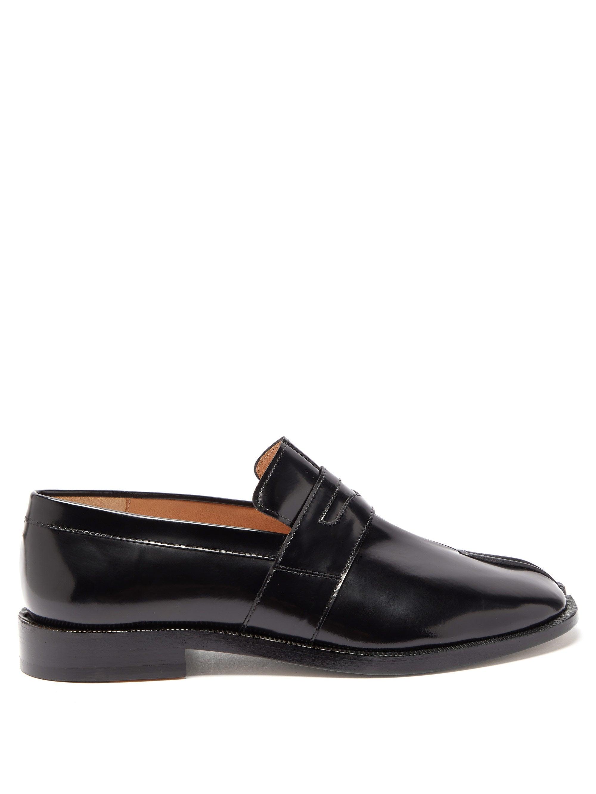 Maison Margiela Tabi Split-toe Leather Loafers in Black - Lyst