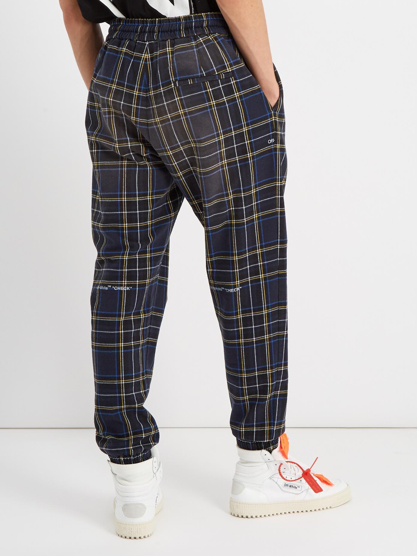 off white check pants