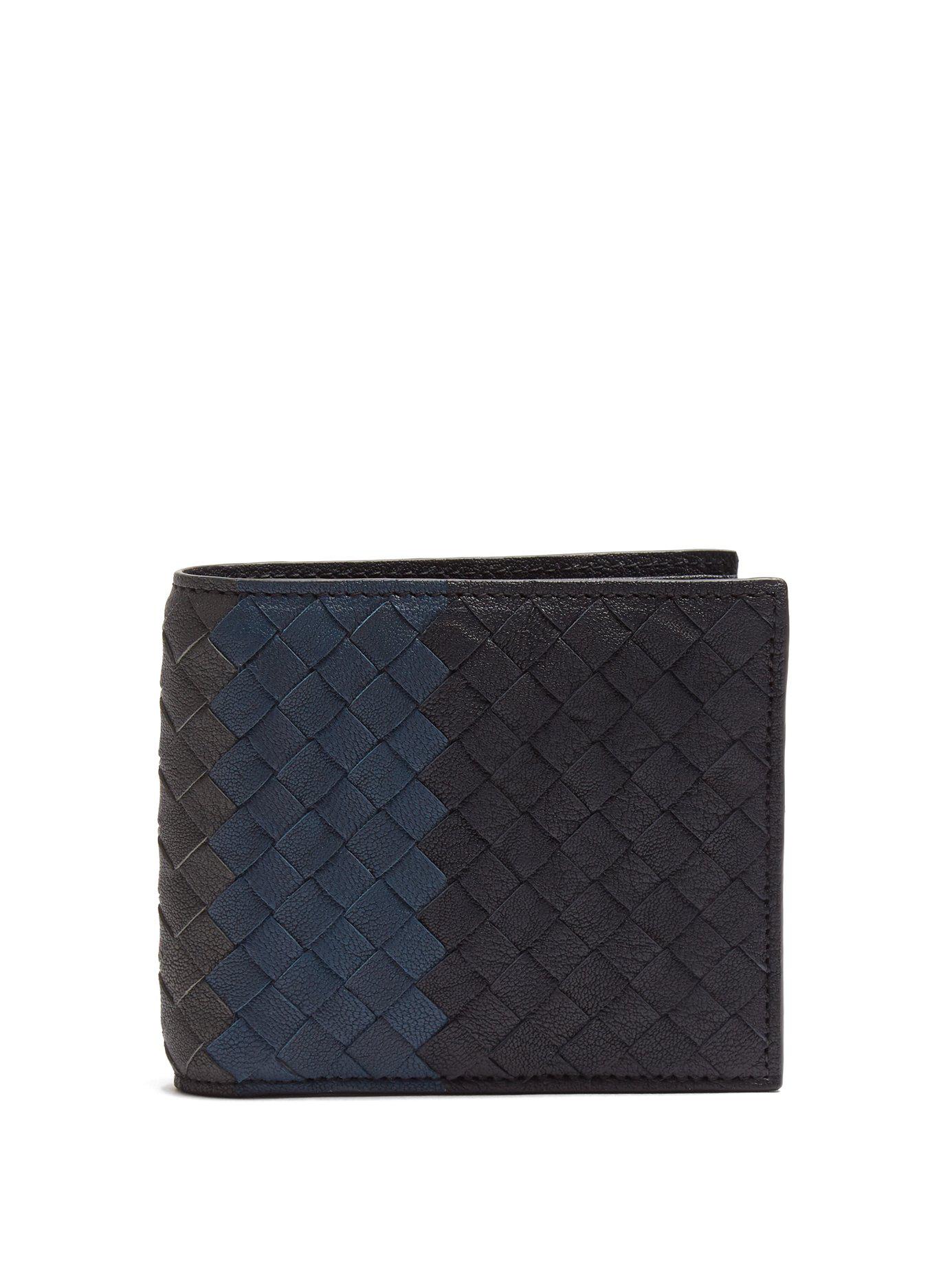 Bottega Veneta Tri-colour Bi-fold Intrecciato Leather Wallet in 