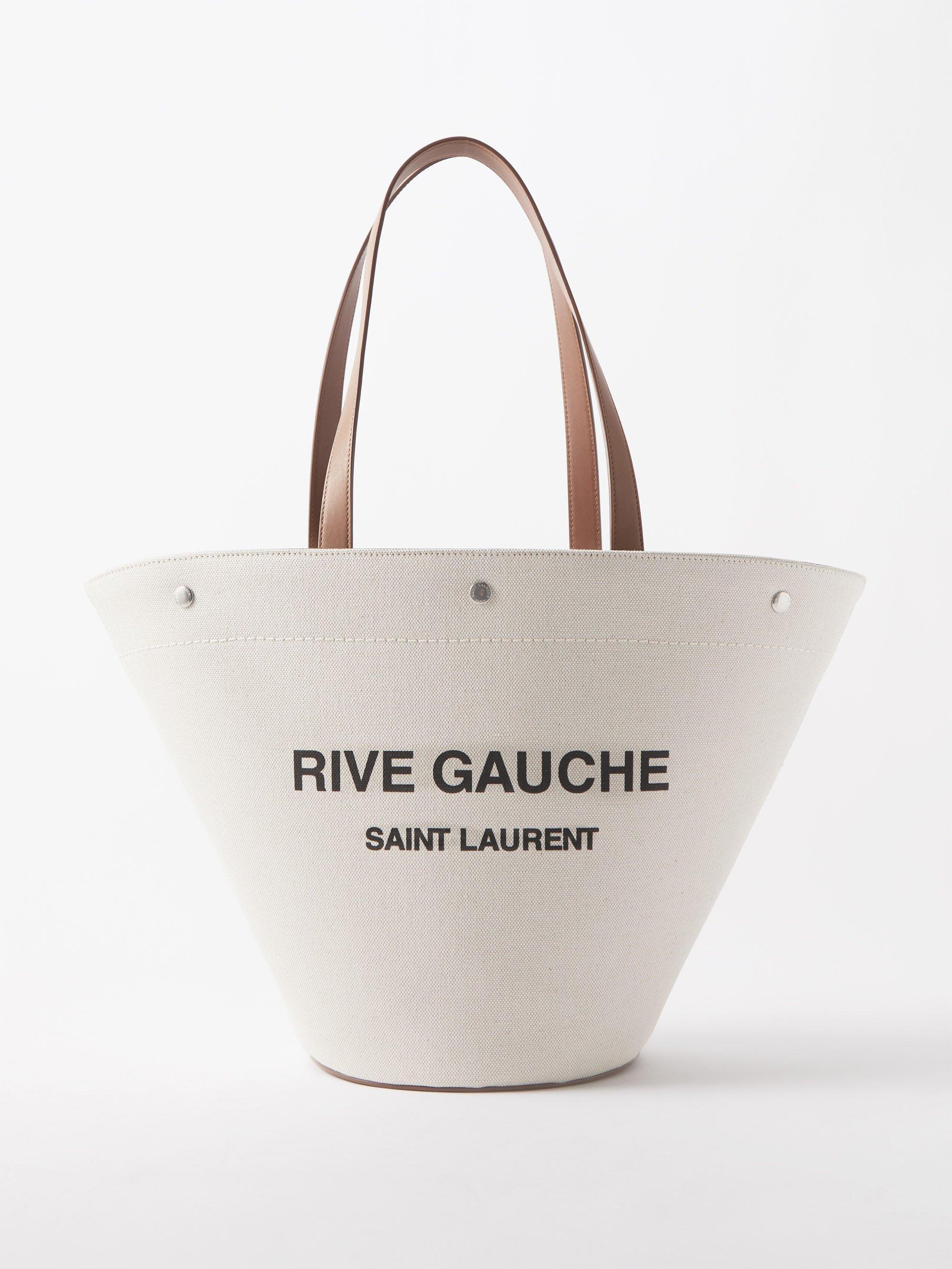 Saint Laurent Noe Logo-Print Leather-trimmed Canvas Tote Bag