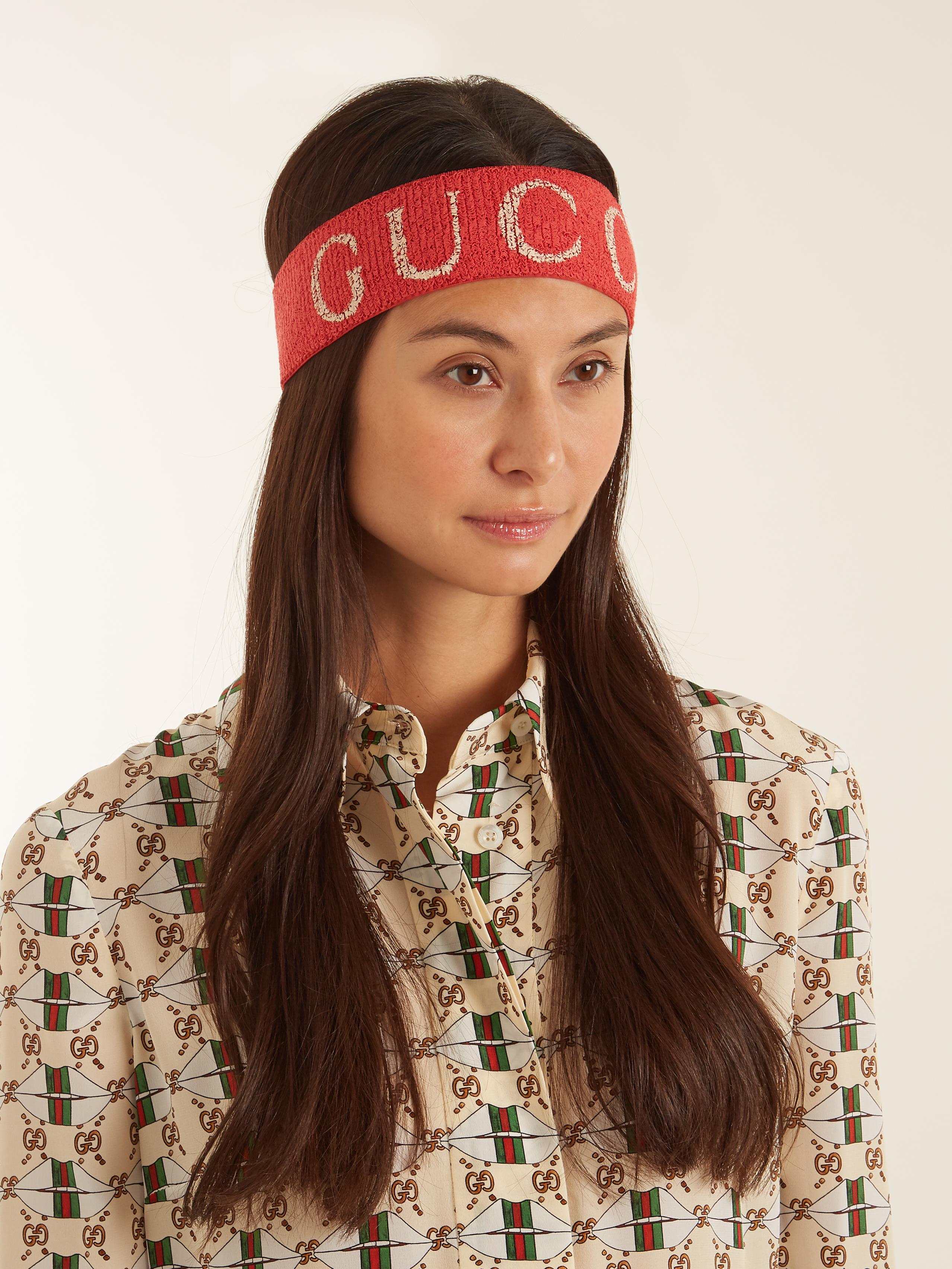 Gucci Synthetic Logo-print Headband in Red - Lyst