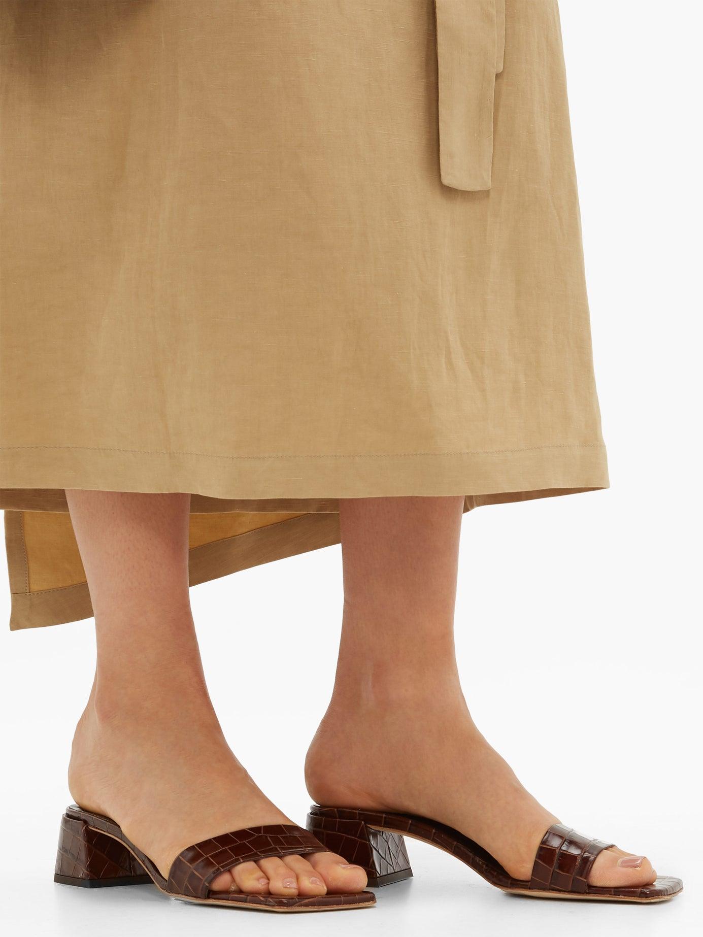 black crocodile mules