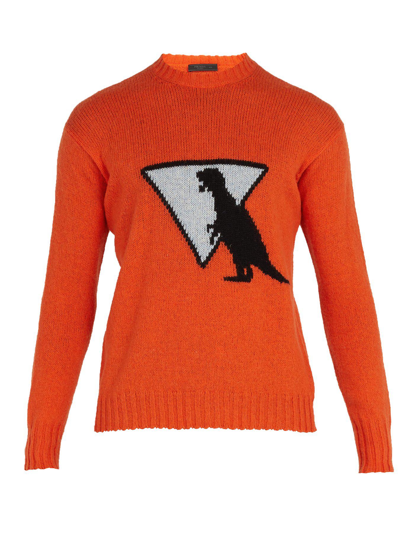 Prada Dinosaur Wool Sweater in Orange for Men | Lyst
