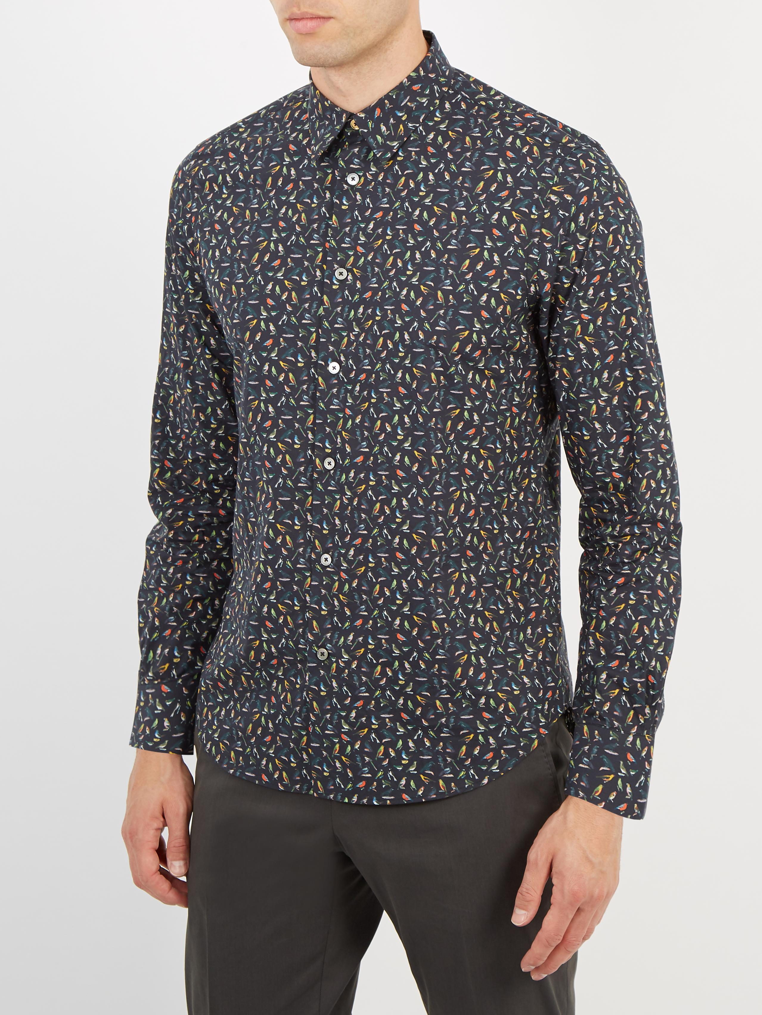 Lyst - Paul Smith Bird-print Single-cuff Cotton Shirt for Men