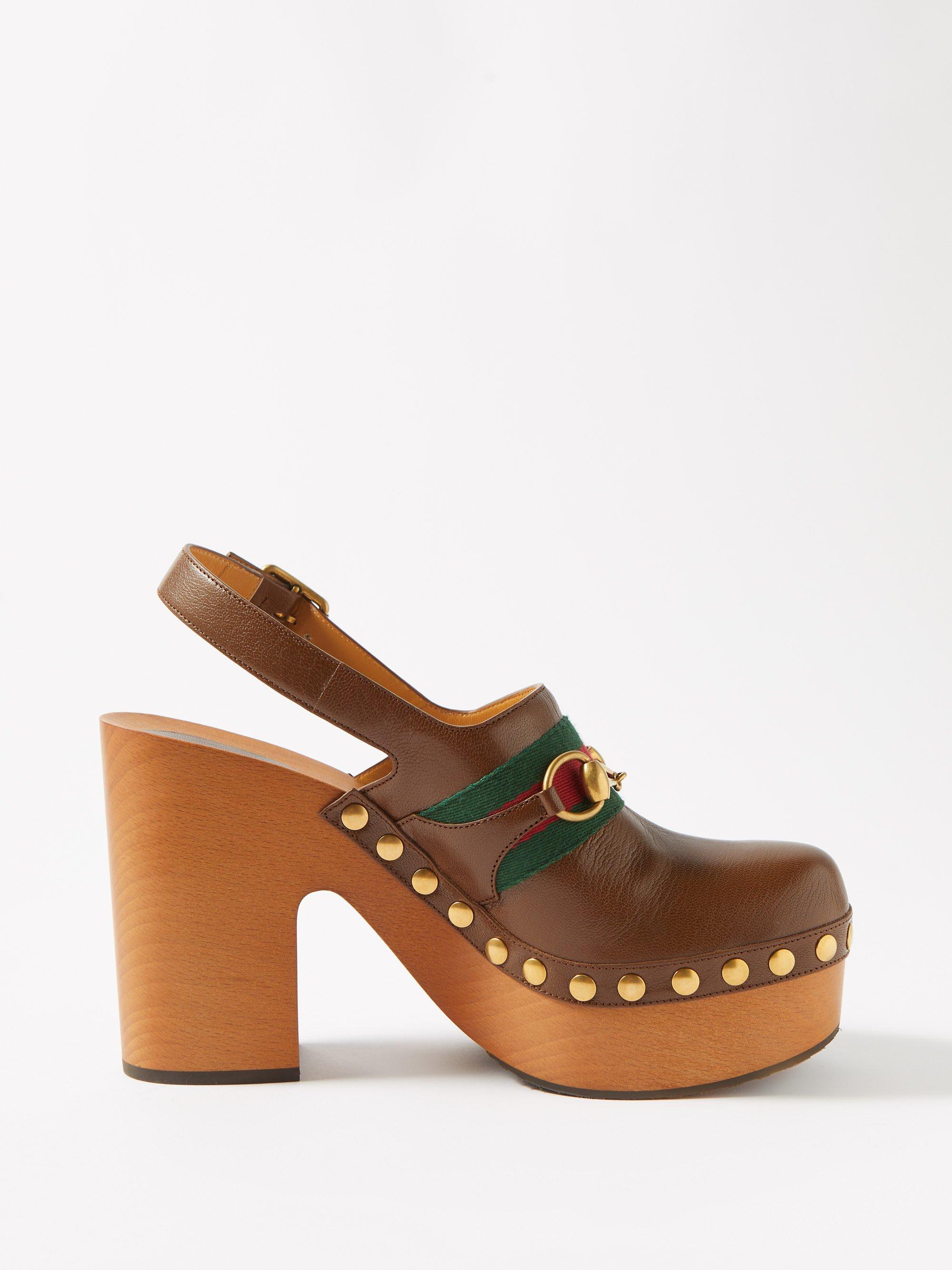 Gucci Stann Horsebit Leather Clogs in Brown | Lyst