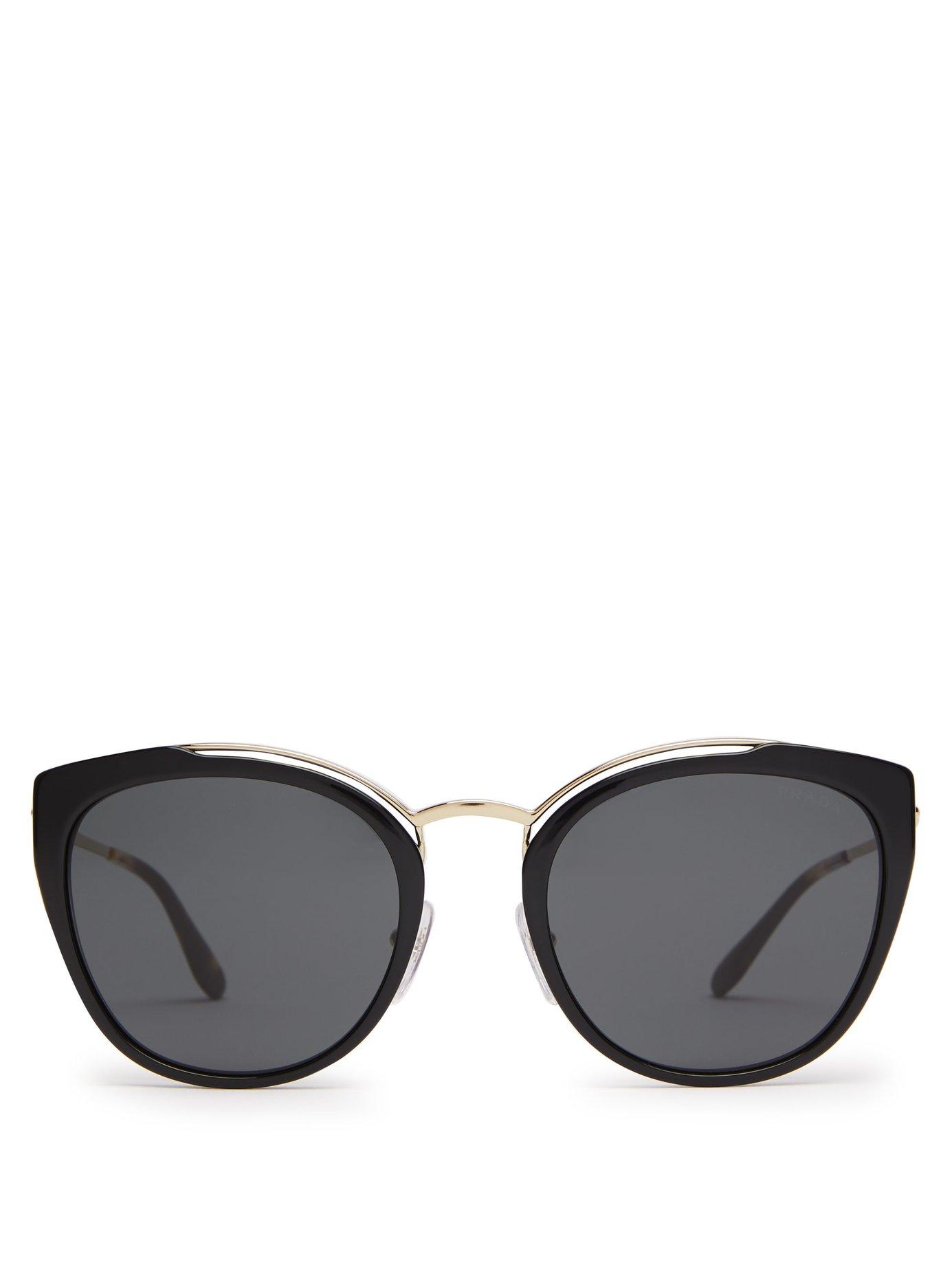 Prada Cat Eye Acetate And Metal Sunglasses in Black | Lyst