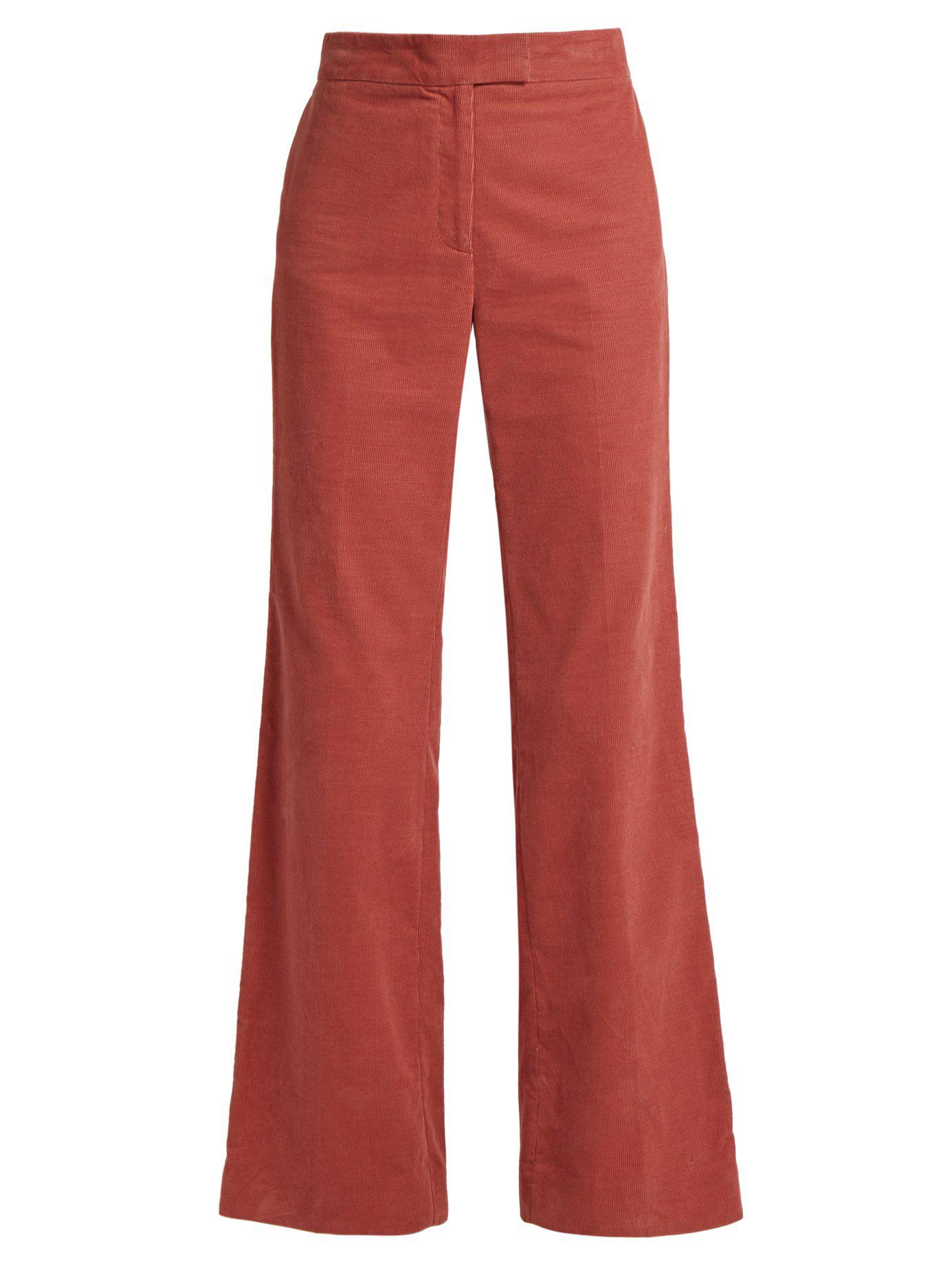 ALEXACHUNG High-rise Wide-leg Cotton-corduroy Trousers in Pink - Lyst