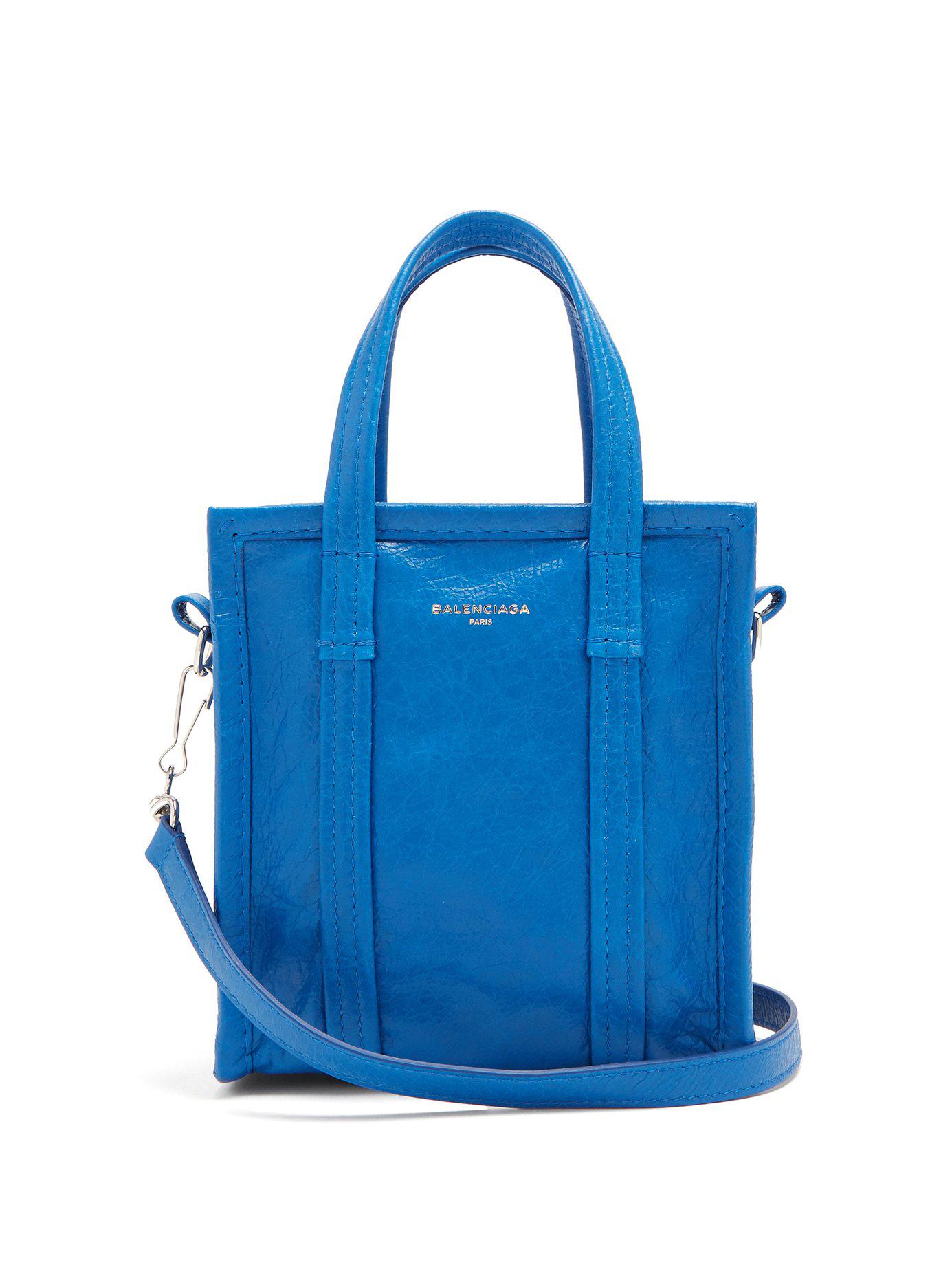 BALENCIAGA Bazar Shopper S-Size 2-way Tote Bag Shoulder Bag Black Blue White