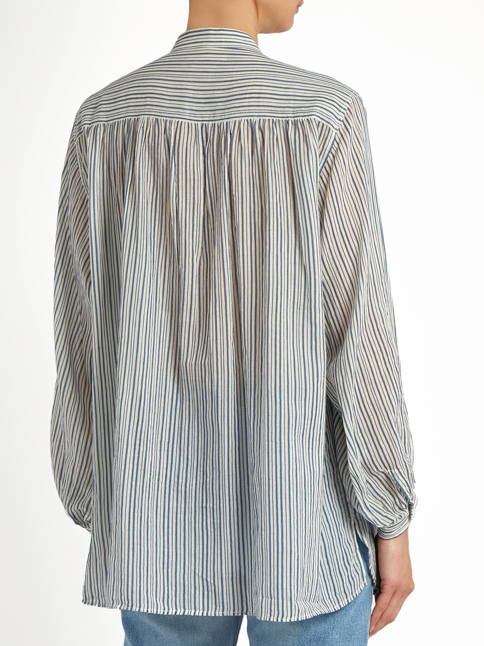 Deqenereret Åbent tæt Étoile Isabel Marant Jana Striped Cotton-gauze Shirt in Blue White (Blue) -  Lyst