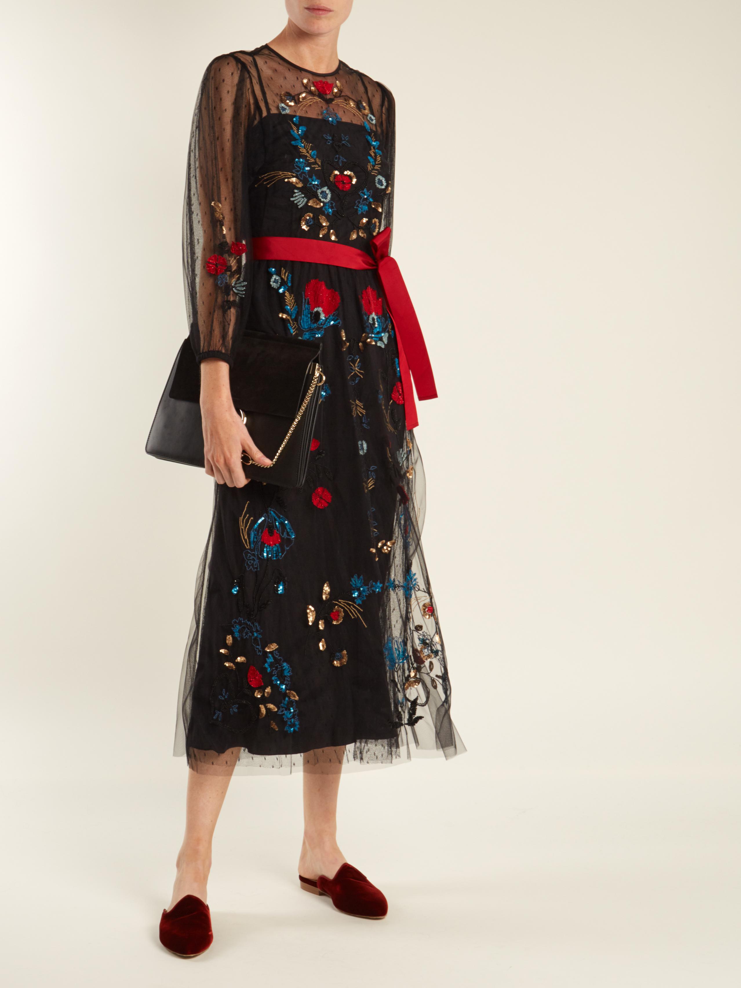 red valentino embroidered tulle dress