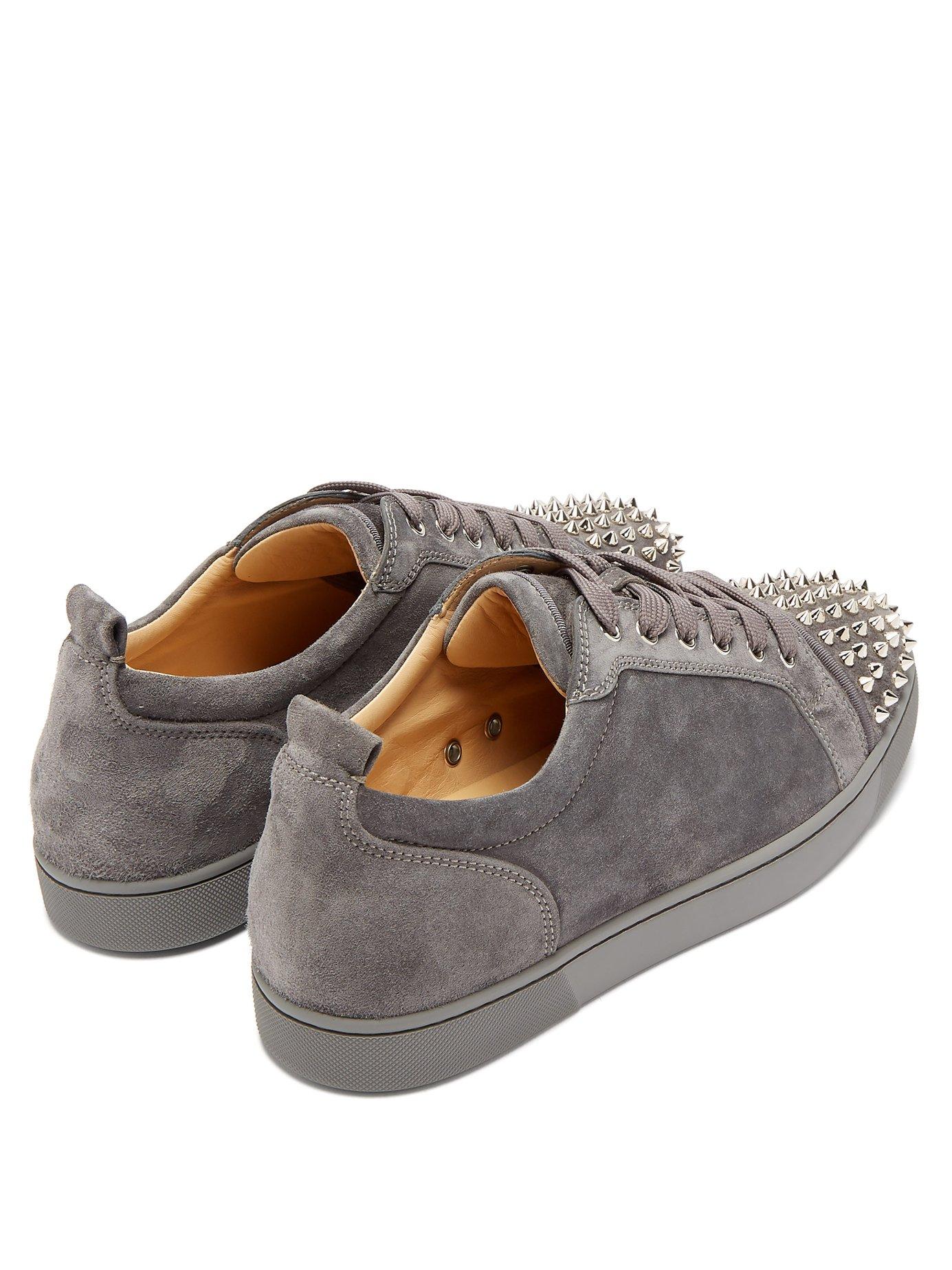 Christian Louboutin Louis Junior Spiked Suede Sneakers in Gray for Men |  Lyst