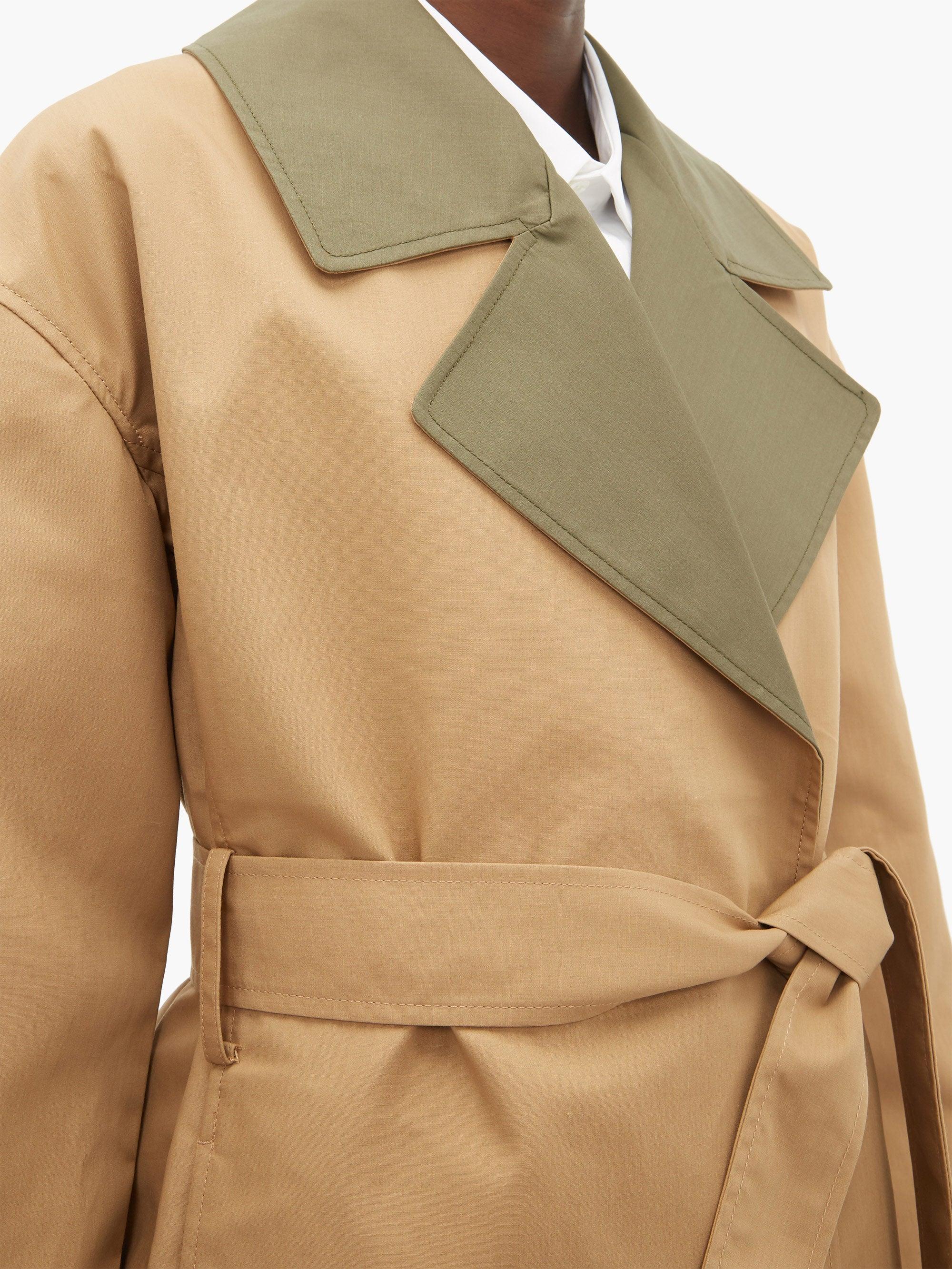 Ganni Leather Contrast Collar Tie-waist Trench Coat in Beige (Natural) |  Lyst