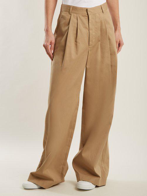 Raey Wide-leg Cotton Chino Trousers in Natural | Lyst