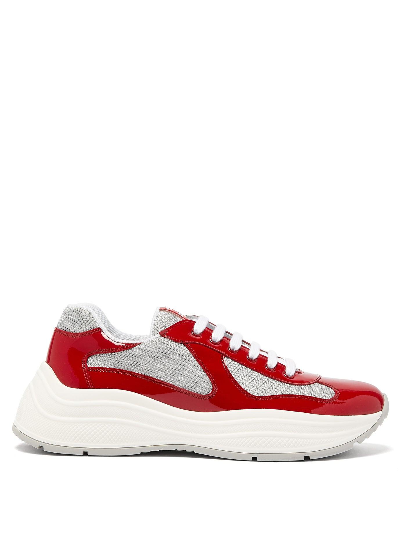 Prada Men's Shoes Leather Trainers Sneakers in Red for Men - Save 67% - Lyst