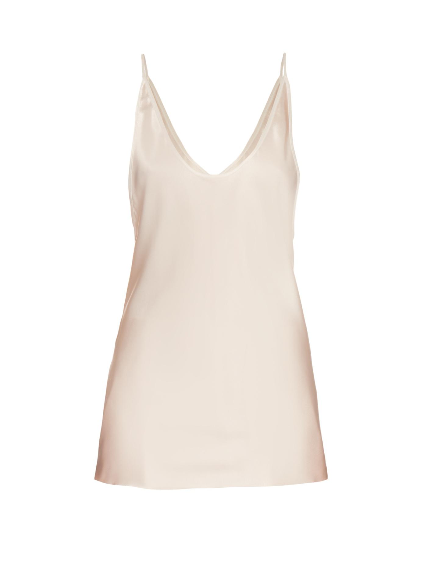 Raey Deep Scoopneck Silksatin Cami Top in White Lyst