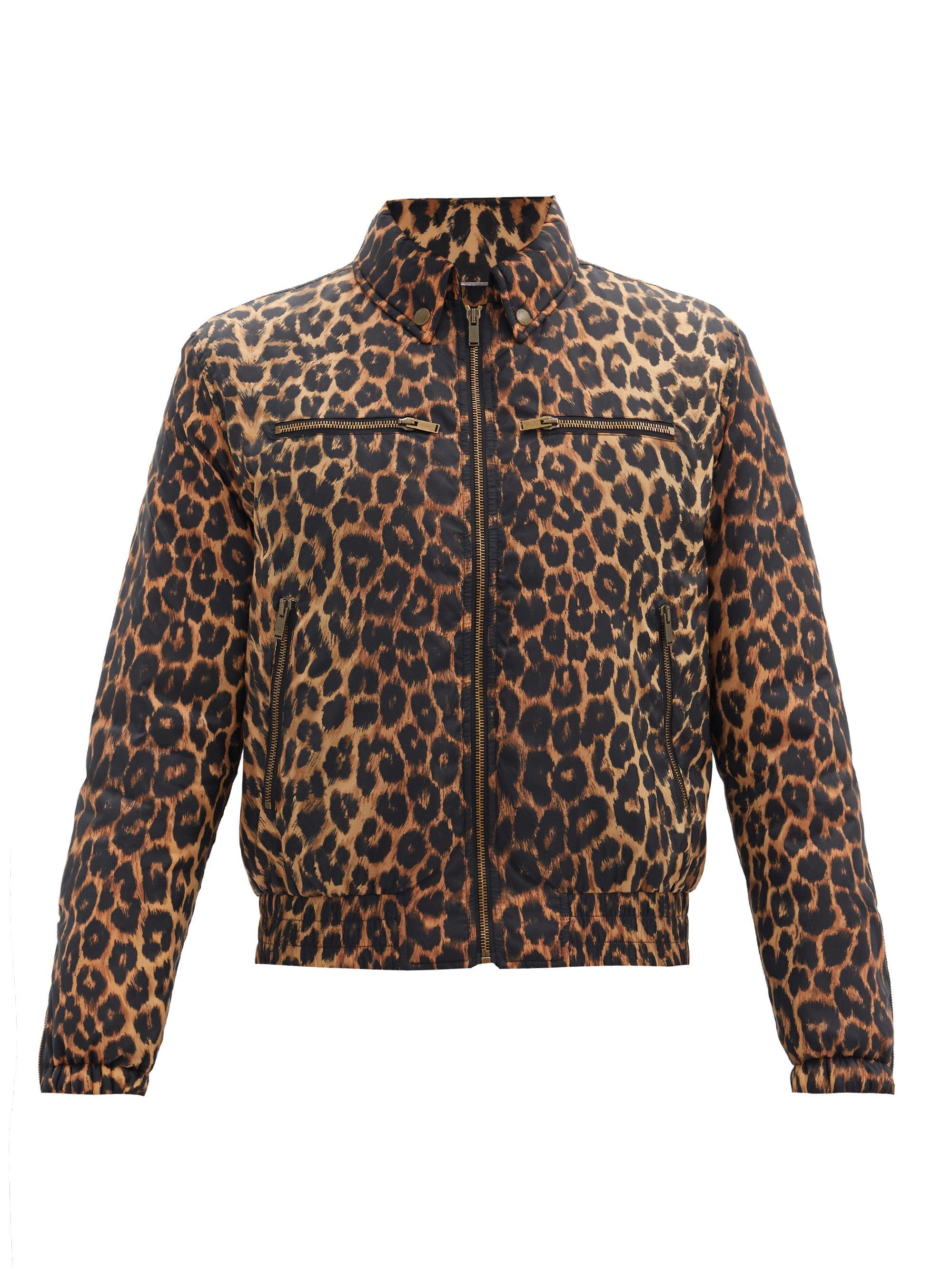 Saint Laurent Synthetic Leopard-print Bomber Jacket for Men - Lyst
