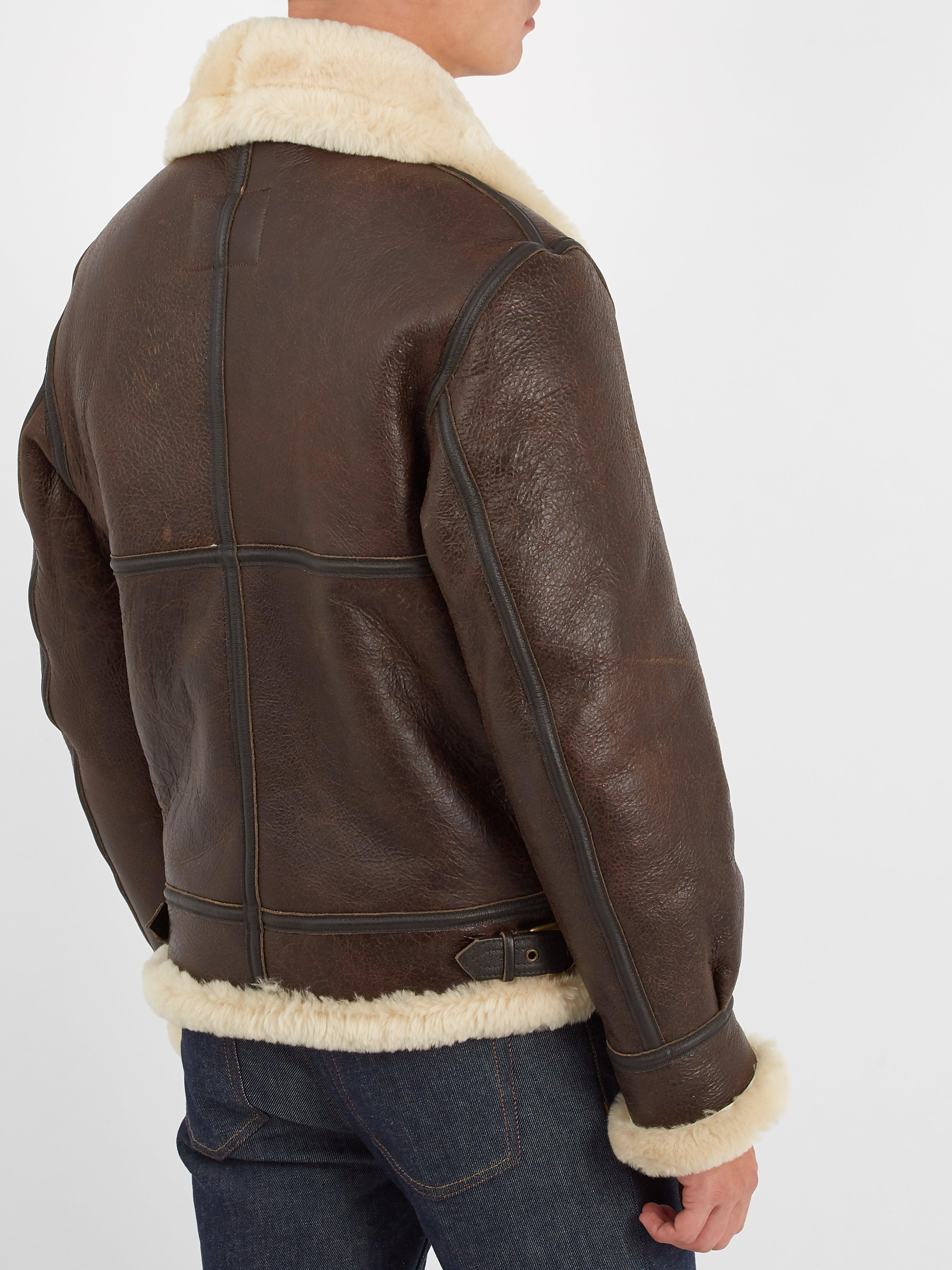 Schott Nyc Military B-3 Shearling-lined Leather Jacket in Brown for Men ...