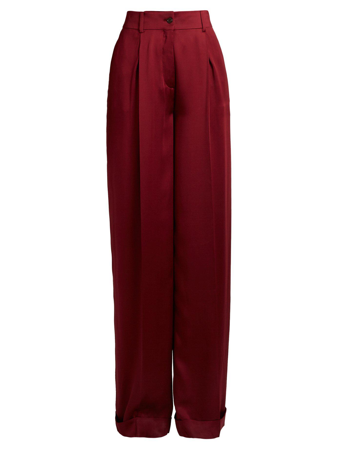 Valentino High-rise Satin Wide-leg Trousers in Burgundy (Red) - Lyst