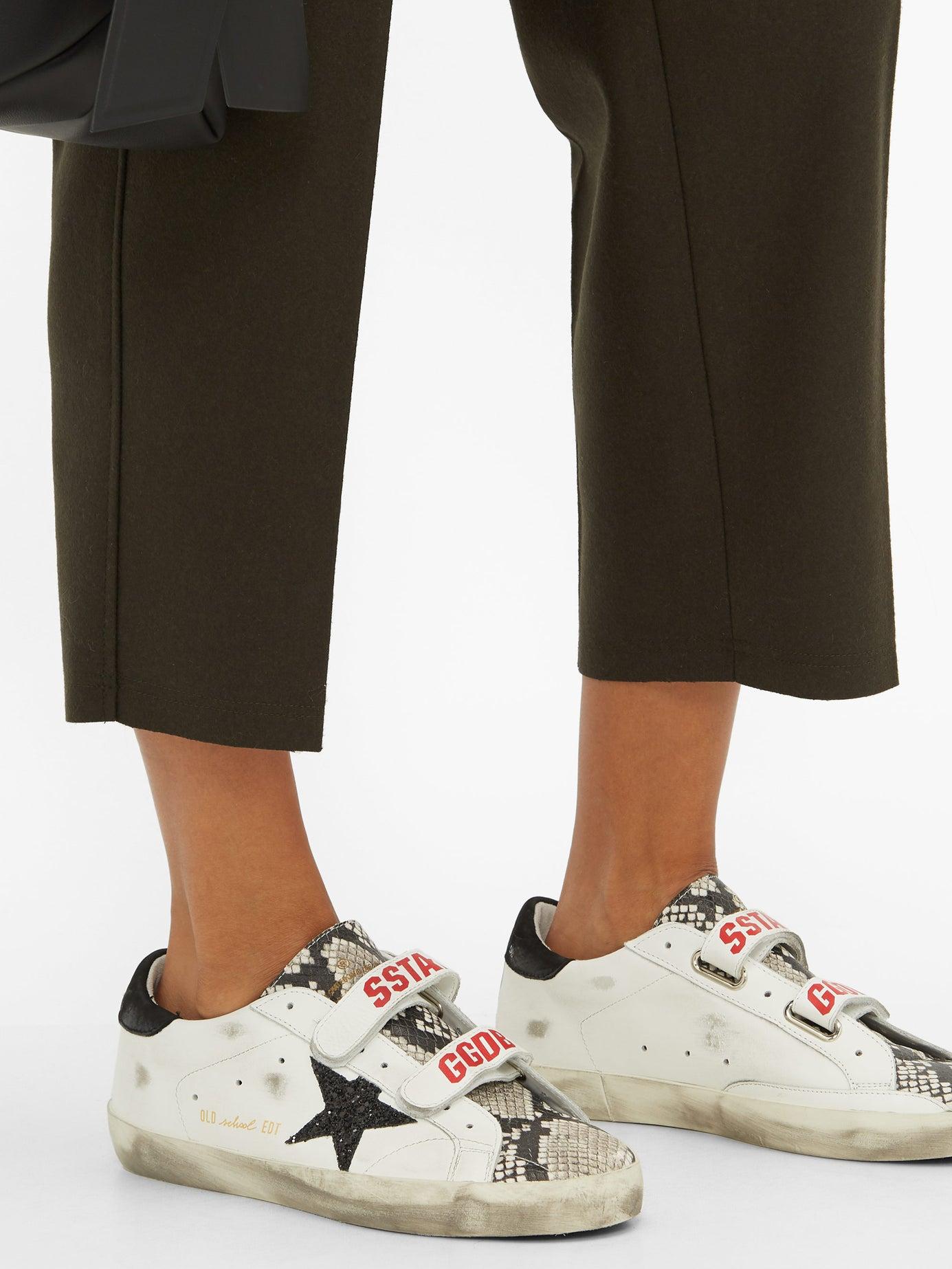 Golden Goose Old School Velcro Logo-strap Leather Trainers in White | Lyst