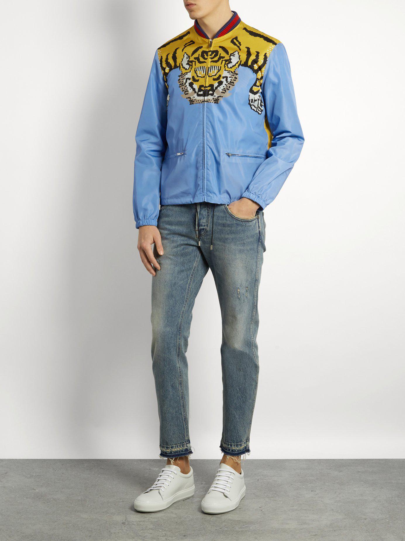 Gucci tiger print top shell bomber jacket