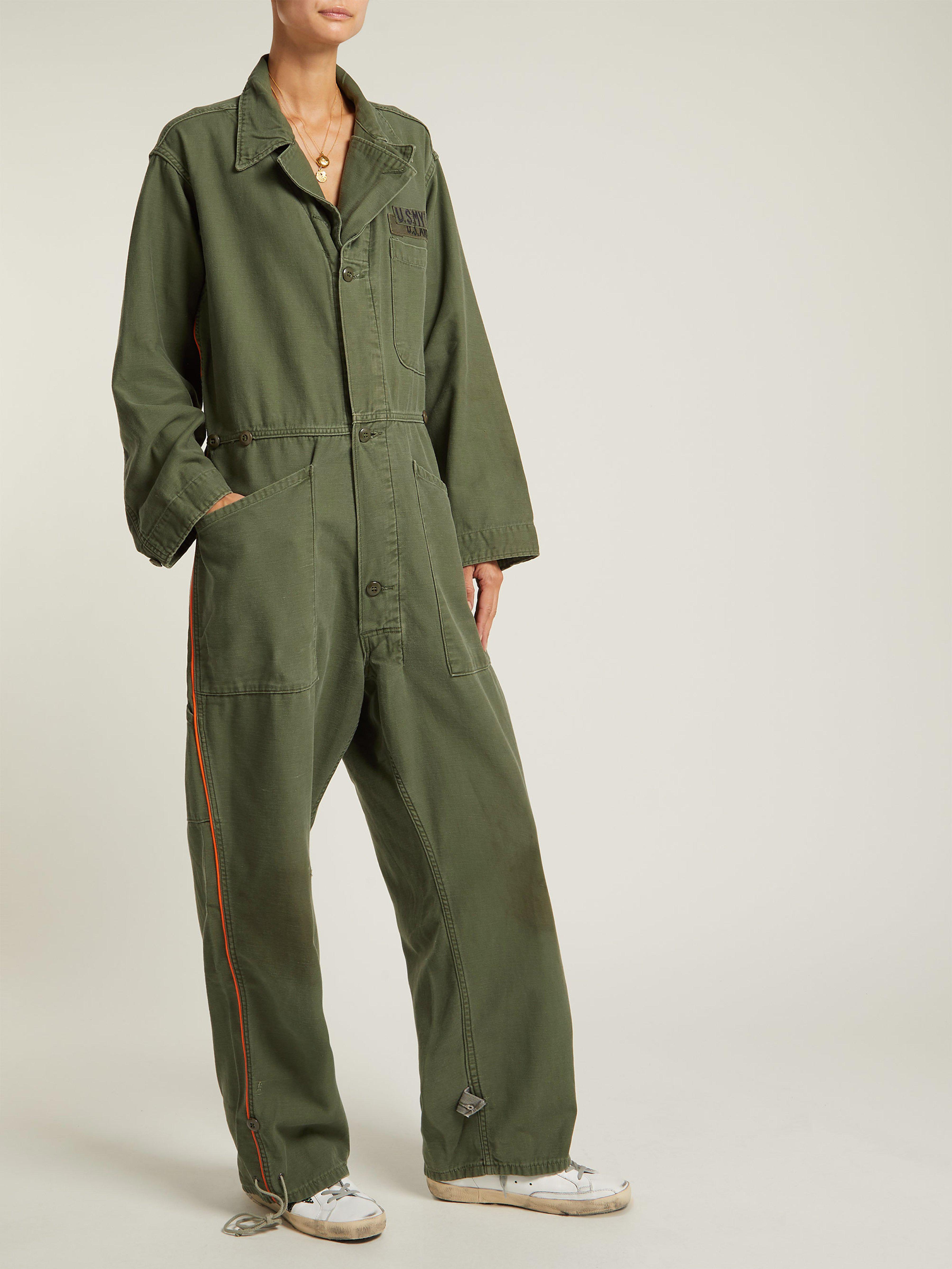 dark green boiler suit