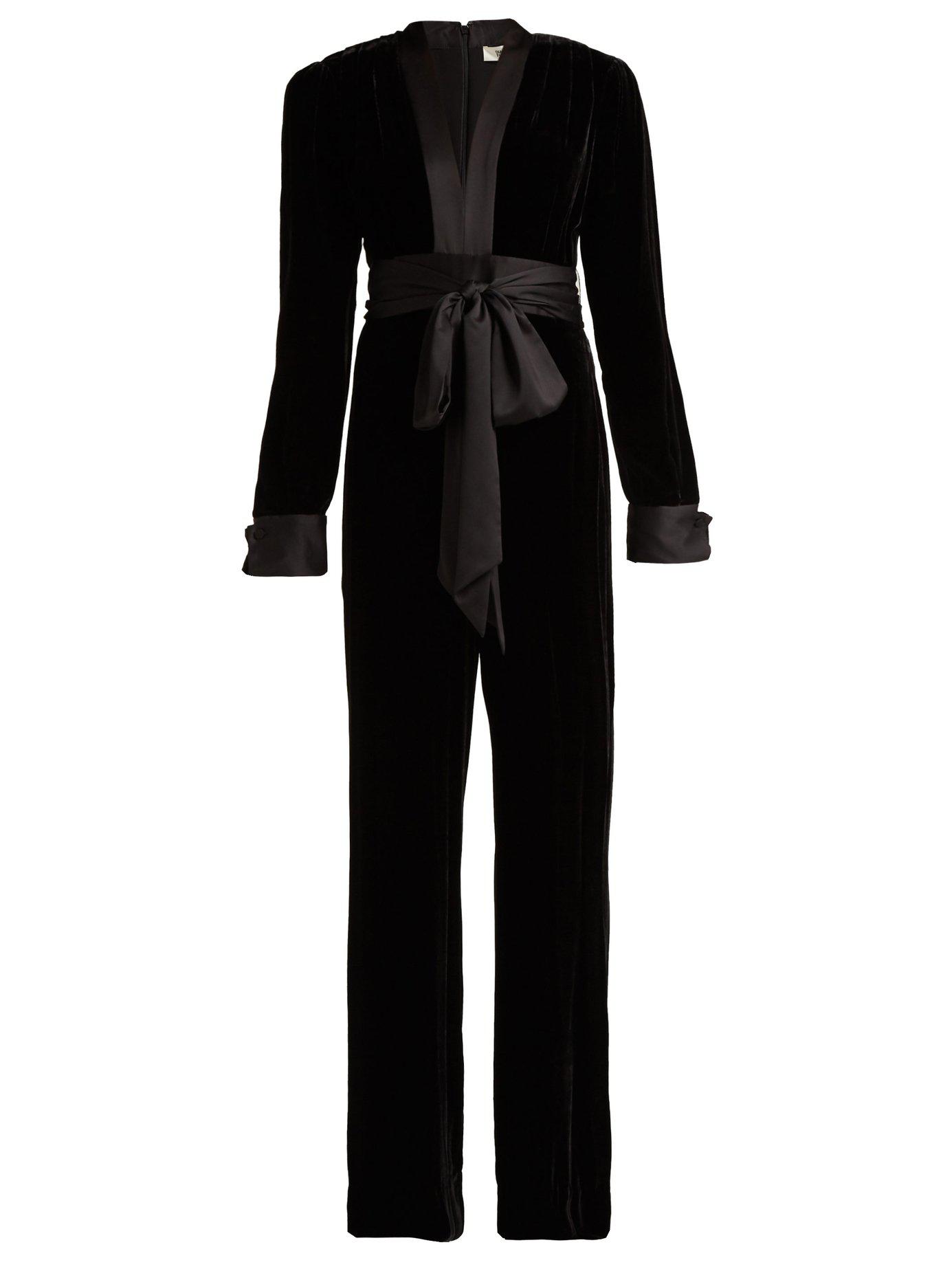 dvf velvet jumpsuit