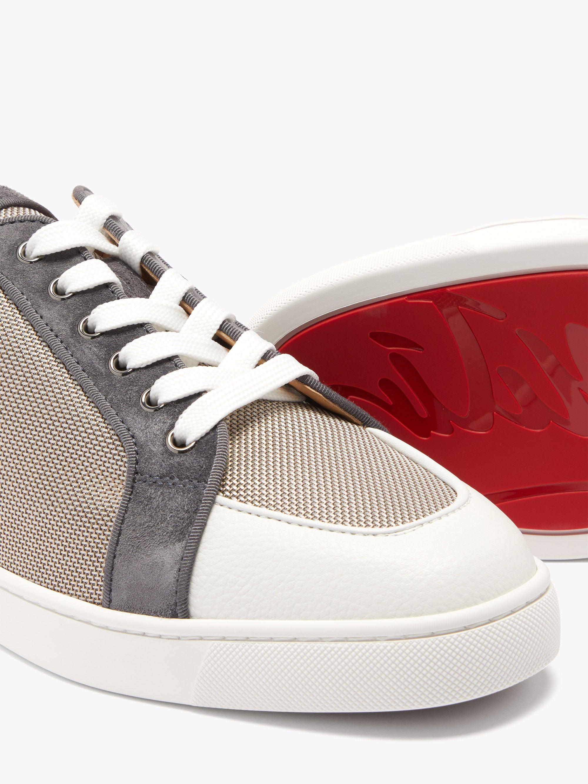 Christian Louboutin Men's Rantulow Red Sole Leather Low-Top Sneakers