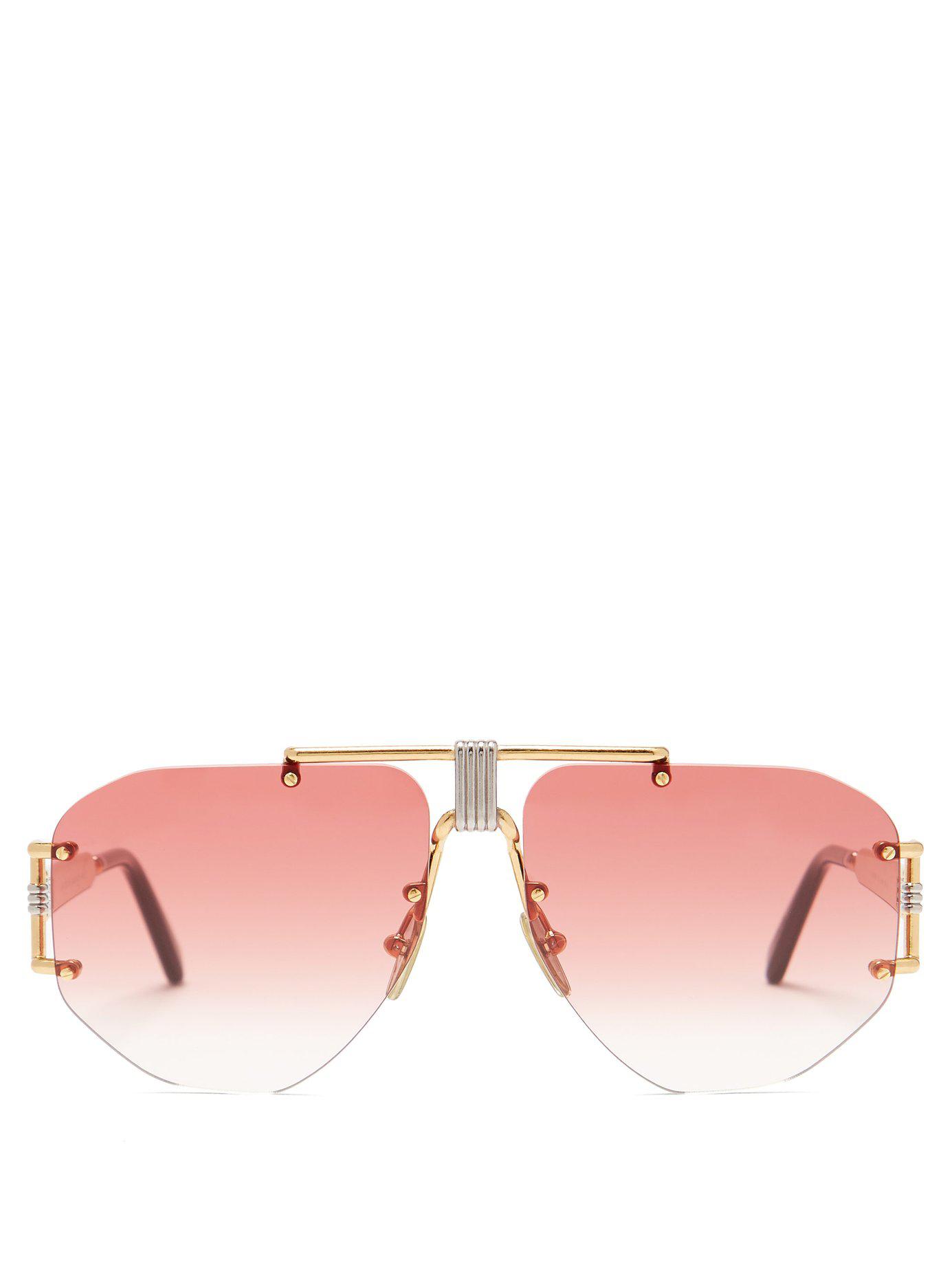 Celine Fragola Aviator Gold Tone Metal Sunglasses in Pink | Lyst