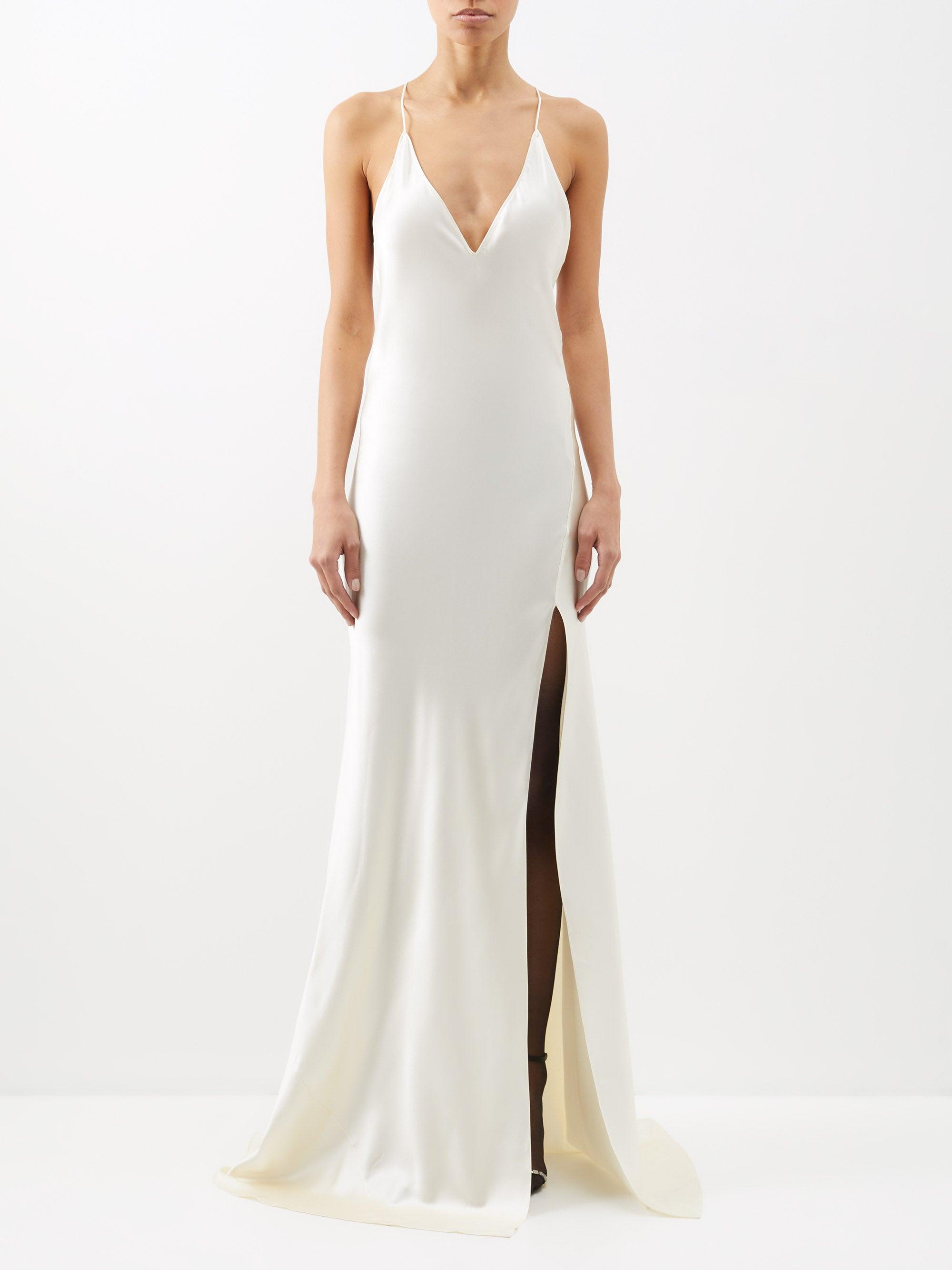 Nili Lotan Katie Backless Silksatin Gown in White Lyst