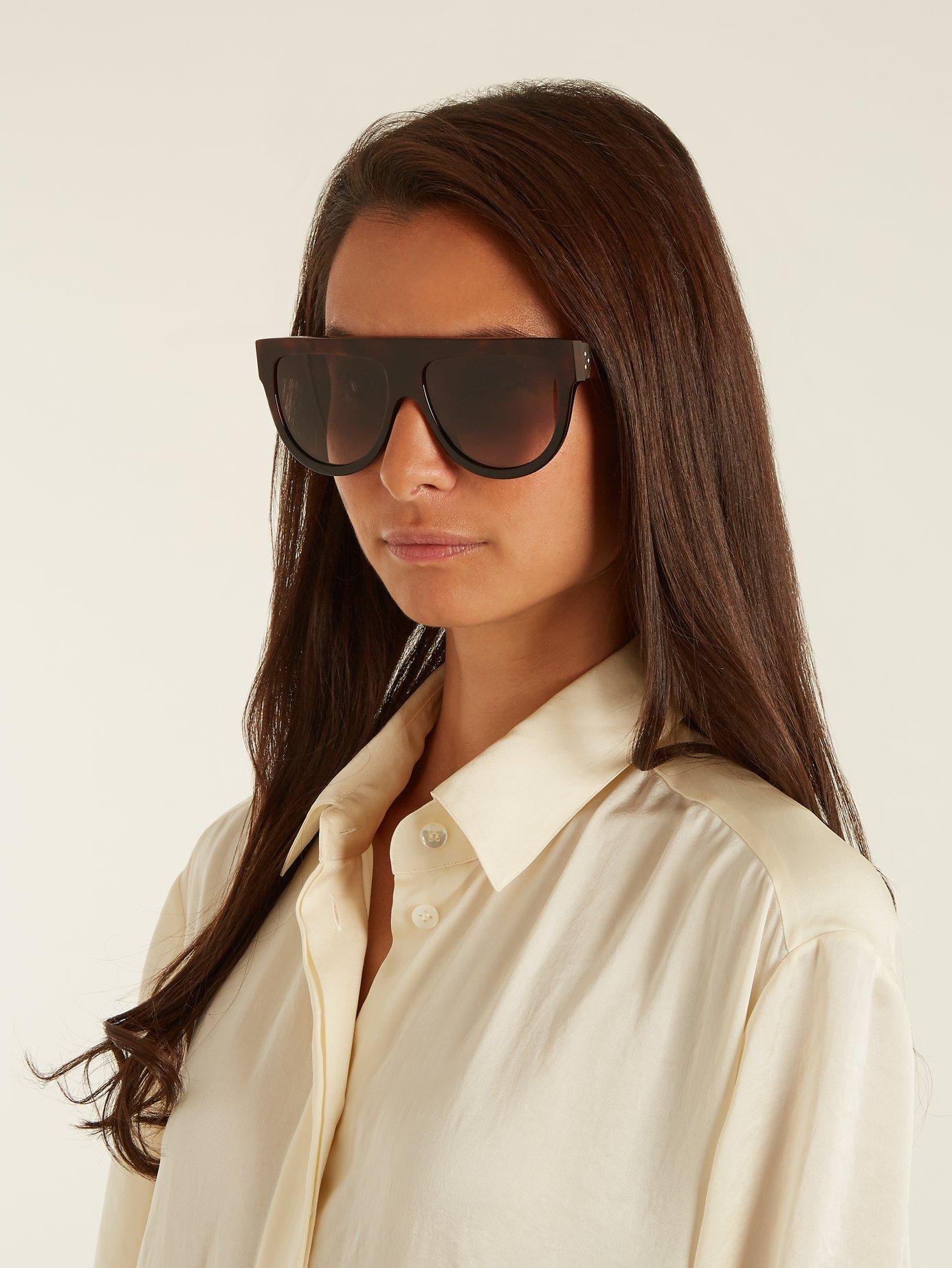 Celine Shadow D Frame Acetate Sunglasses in Brown | Lyst
