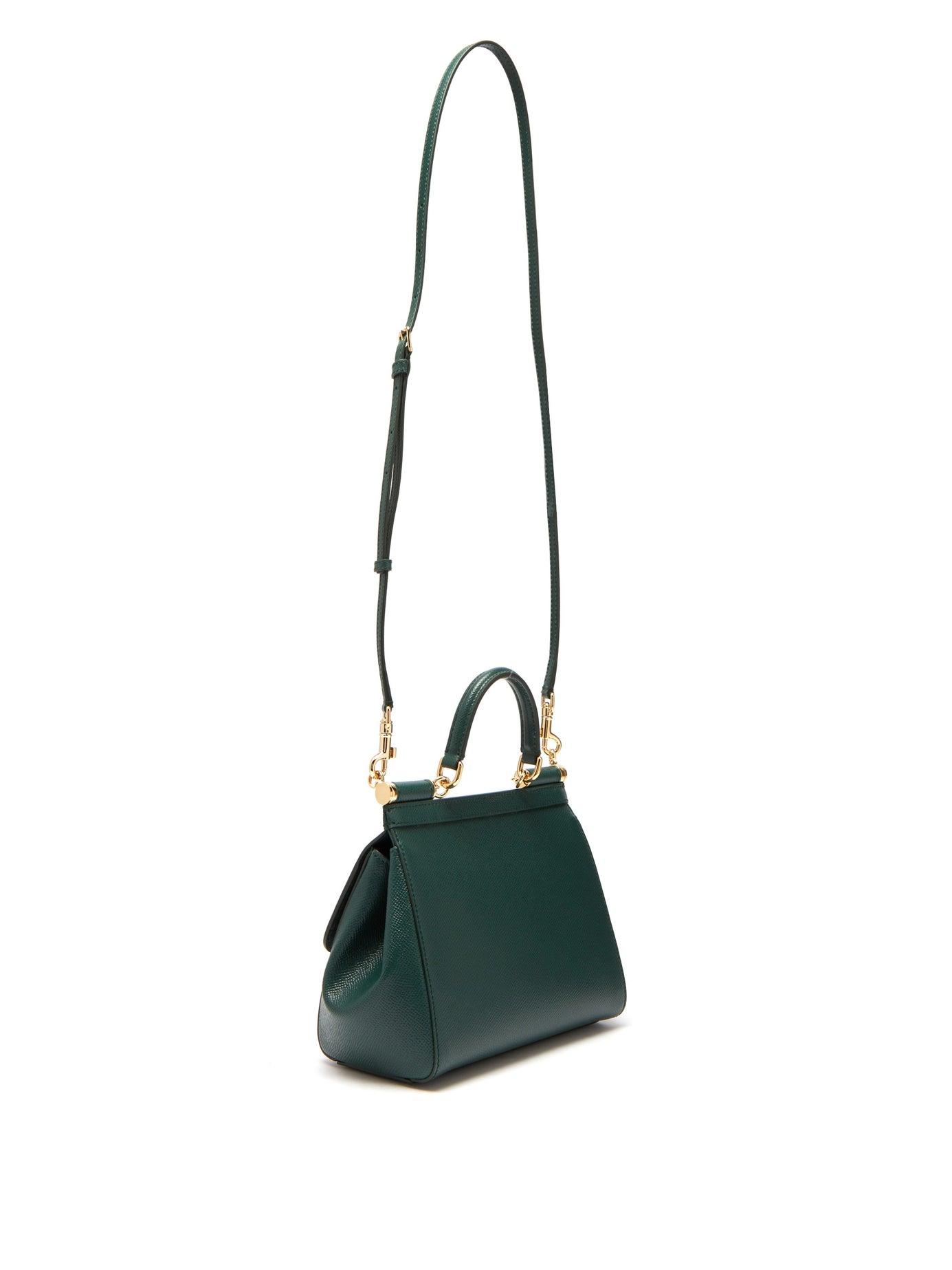Dolce & Gabbana Small Dauphine Leather Sicily Bag in Green